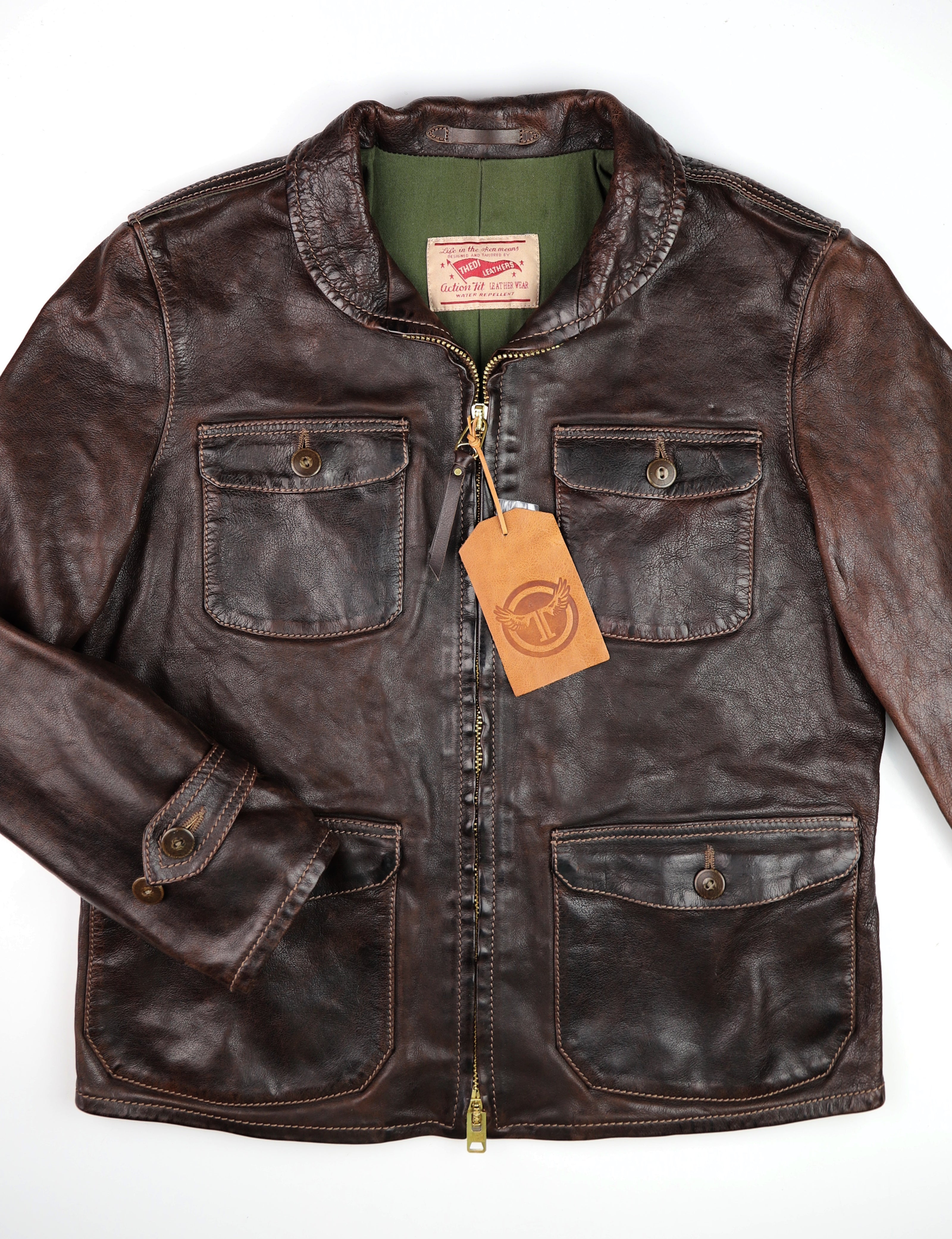 Thedi Atlas Deluxe Half Belt, size Medium, Hand Dyed Cocoa Buffalo