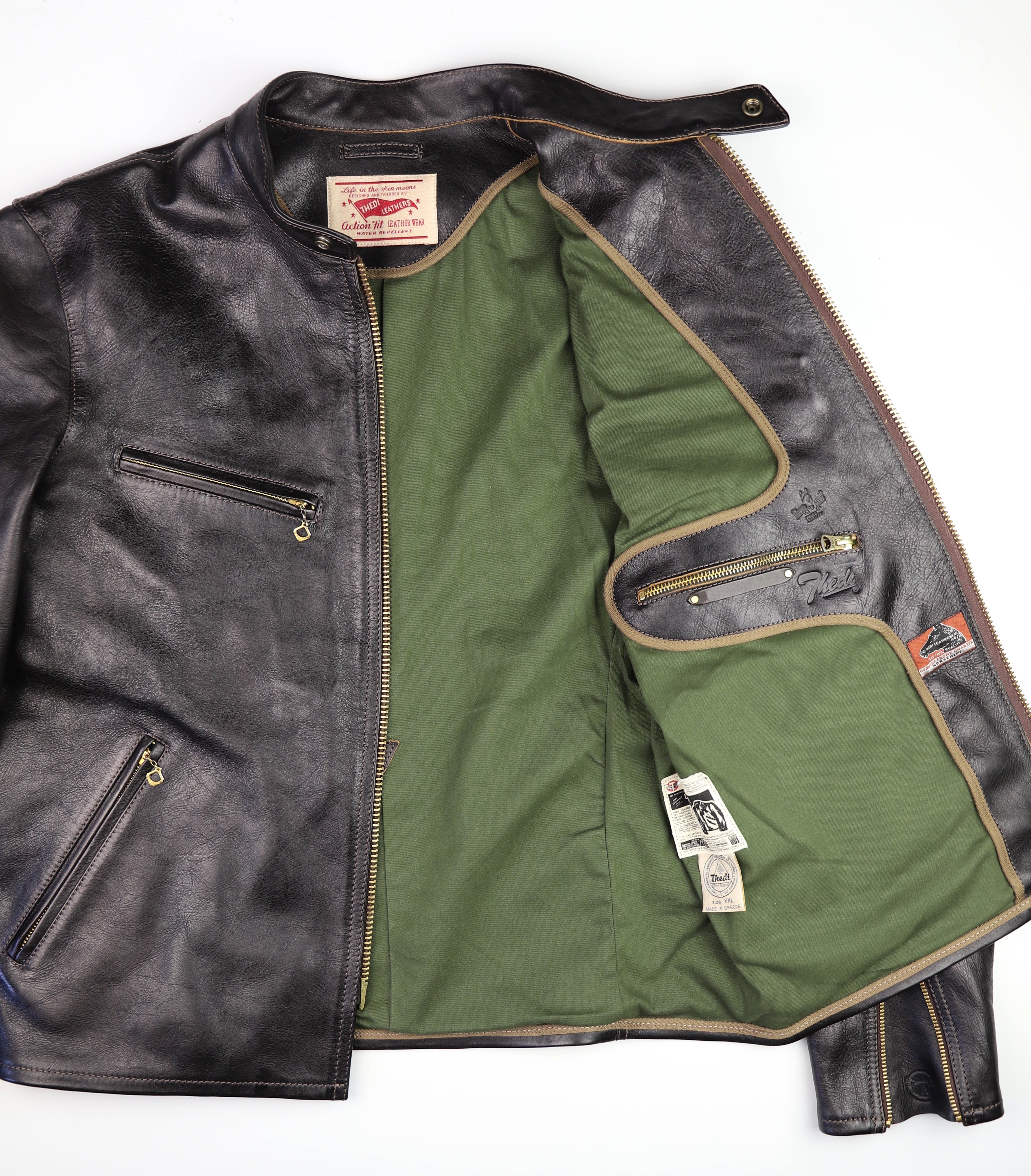 Thedi Cafe Racer, size 2XL, Black Teacore Bruciato Horsehide, New w/o Tags
