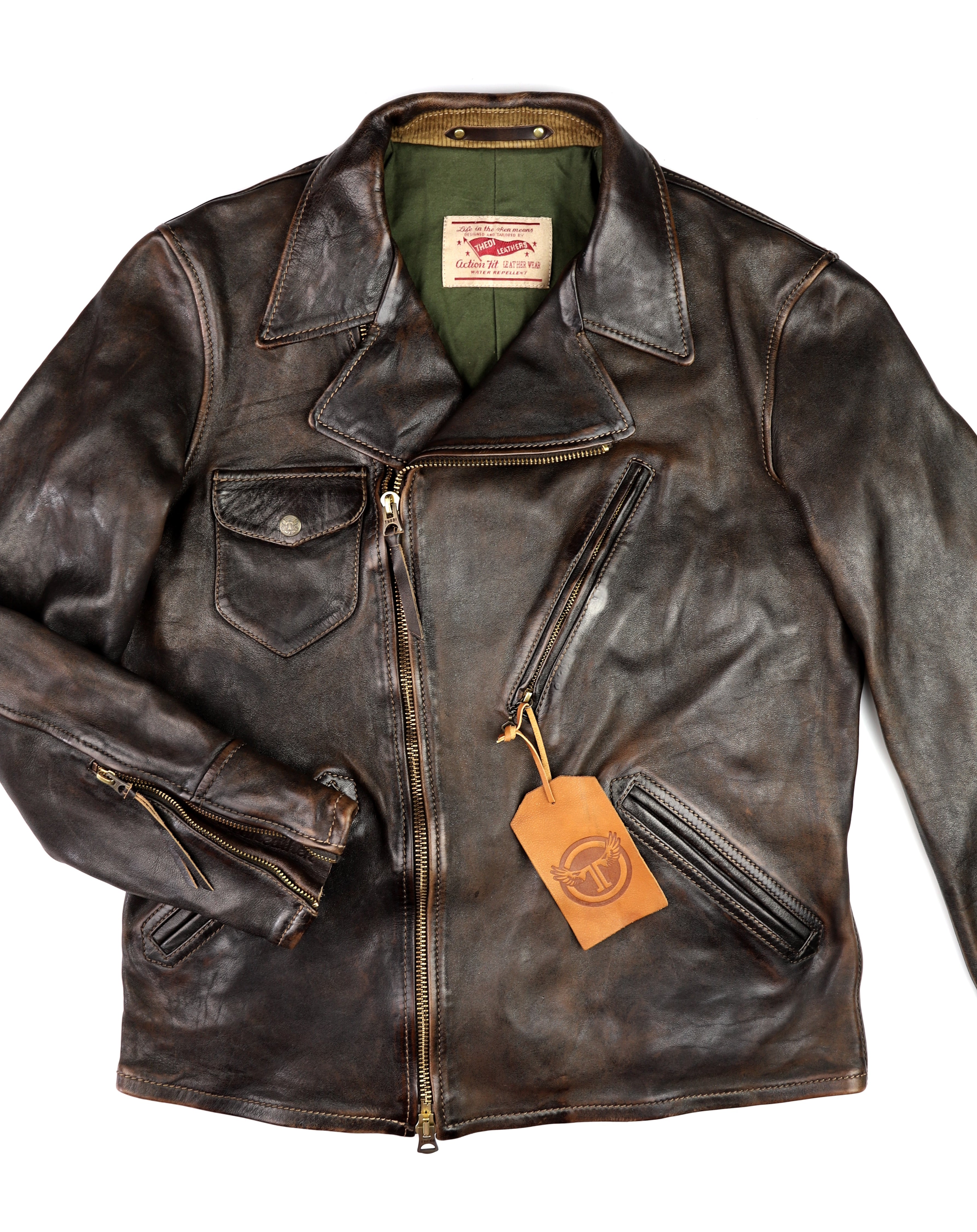 Thedi Evander Crosszip Half Belt, size Large, Chestnut Bruciato Horsehide