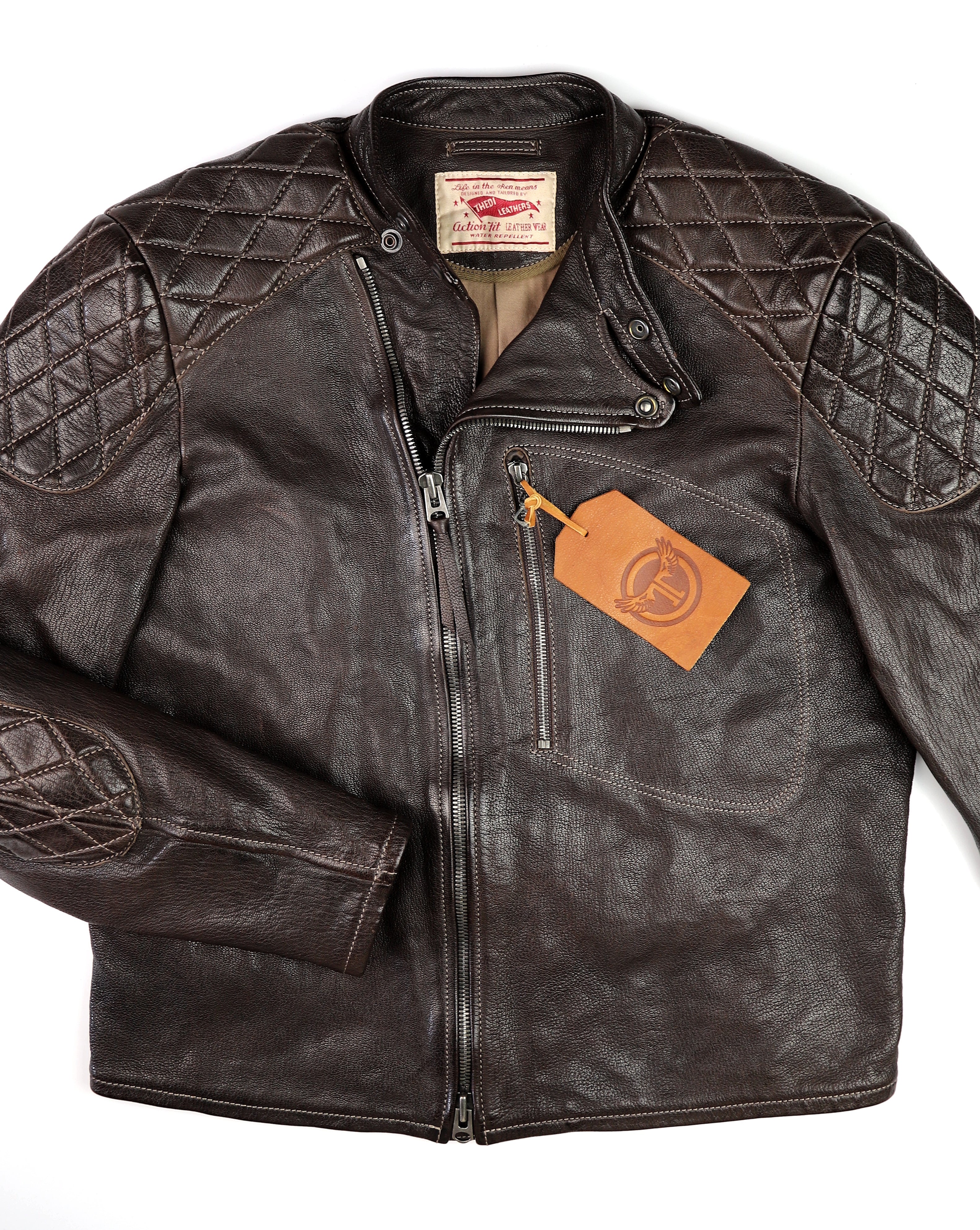Thedi Maximos Cafe Racer, size Medium, Brown Calabria Goatskin
