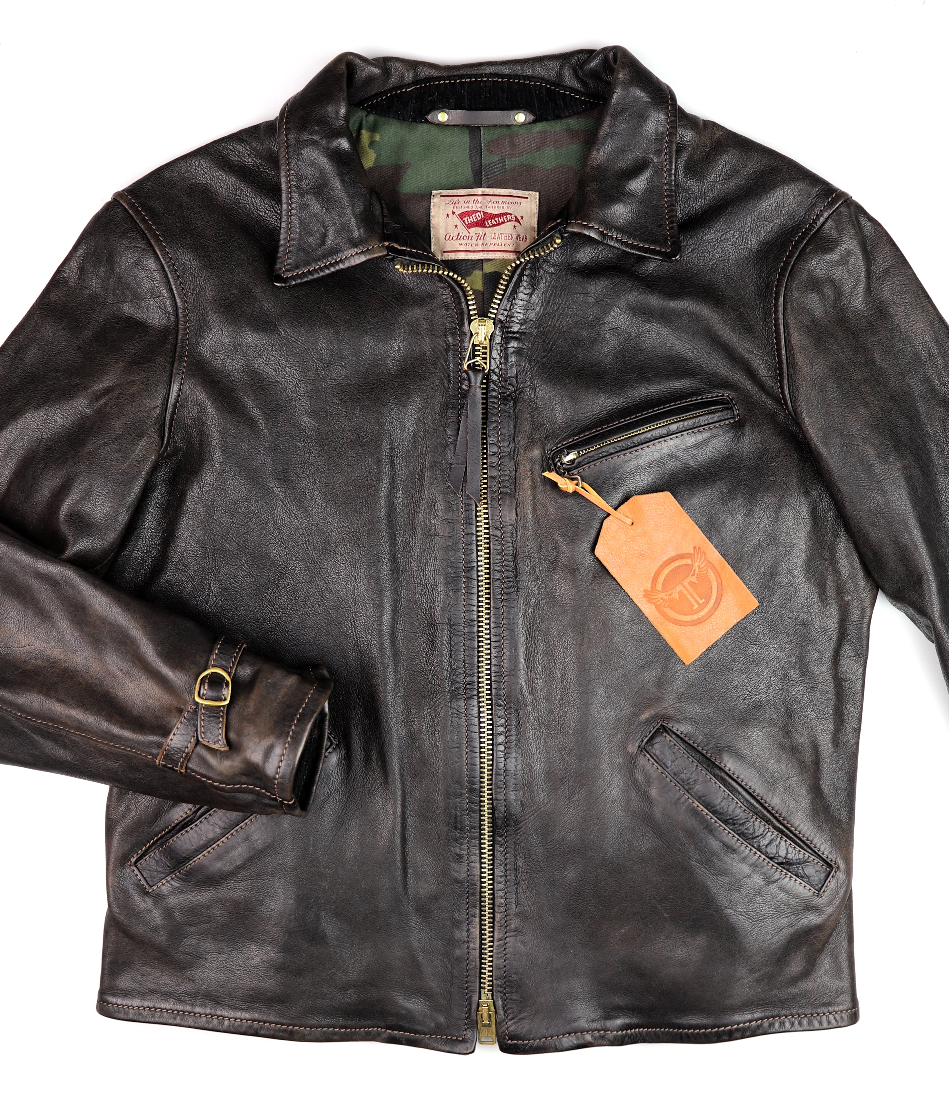 Thedi Memphis Jacket, size 2XL , Black Teacore Bruciato Horsehide