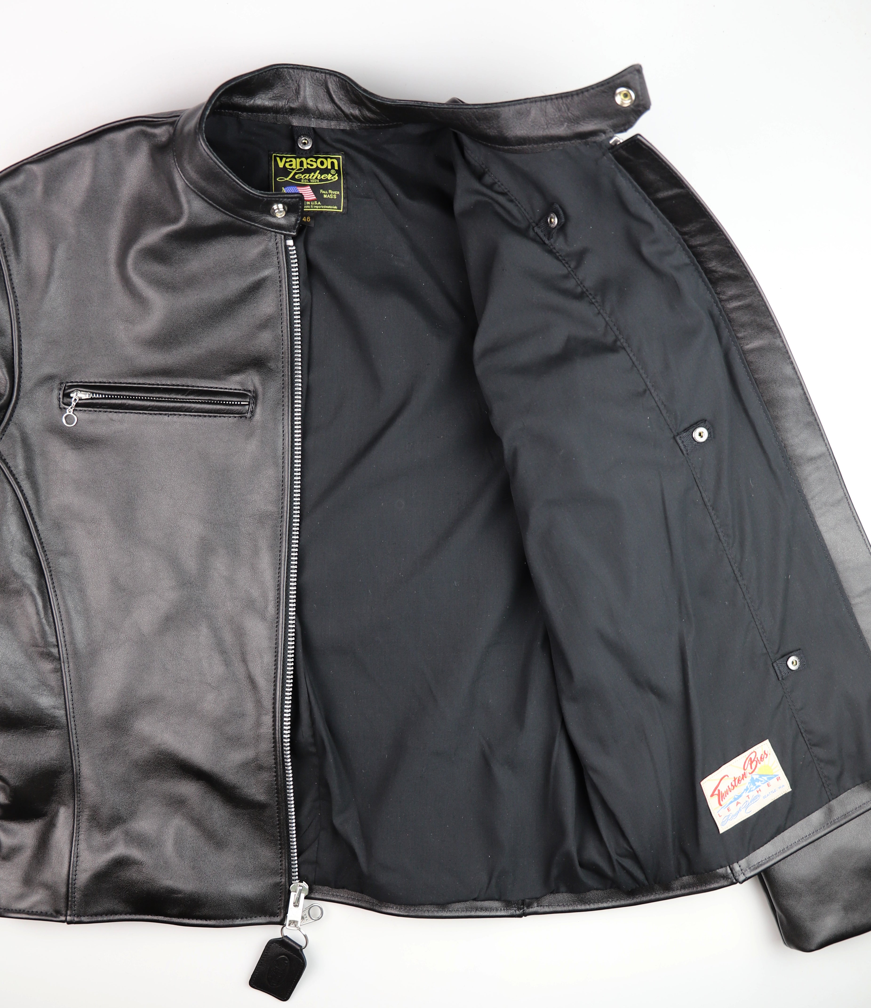 Vanson Comet PLU-3, Black Comp. Weight Cowhide, size 46