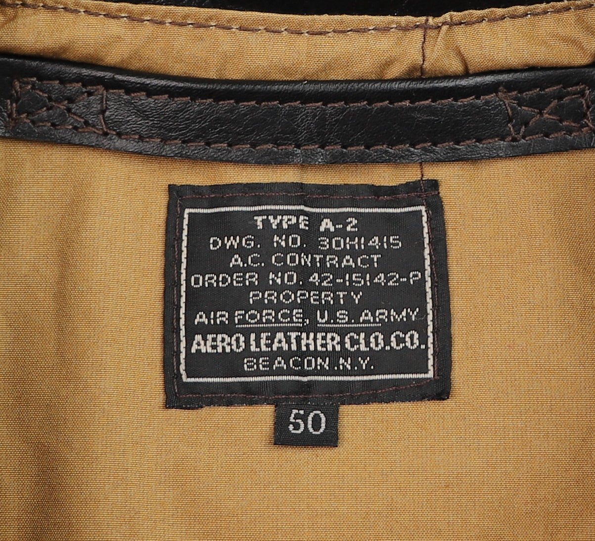Aero A-2 Military Flight Jacket, size 50, Blackened Brown Vicenza Horsehide