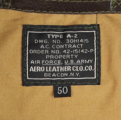 Aero A-2 Military Flight Jacket, size 50, Dark Seal Vicenza Horsehide