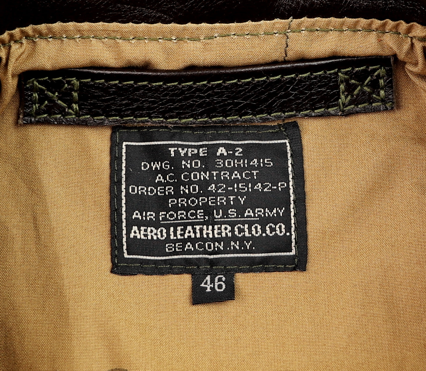 Aero A-2 Military Flight Jacket, size 46, Dark Seal Vicenza Horsehide