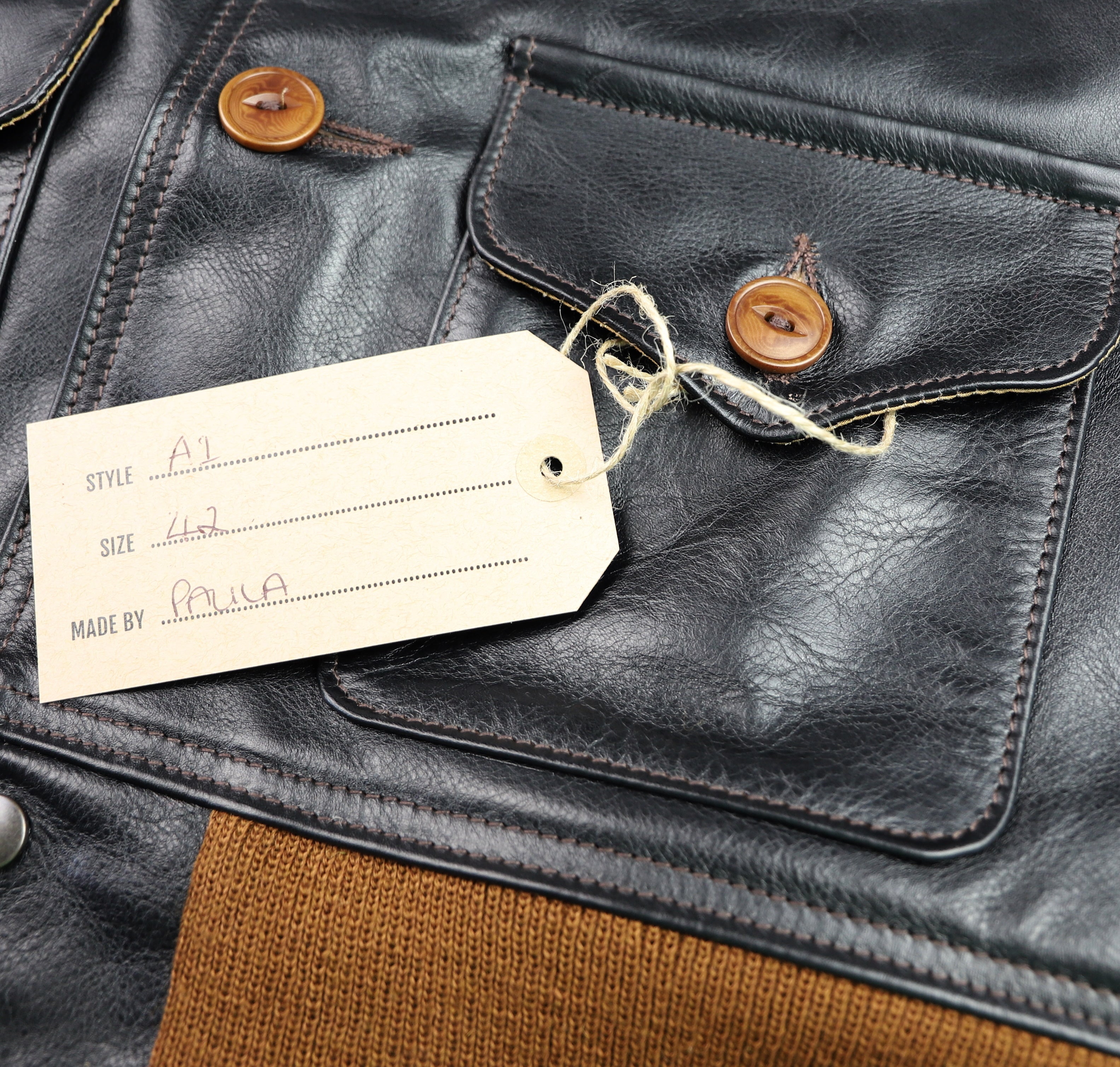 Aero A-1 Military Flight Jacket, size 42, Blackened Brown Vicenza Horsehide