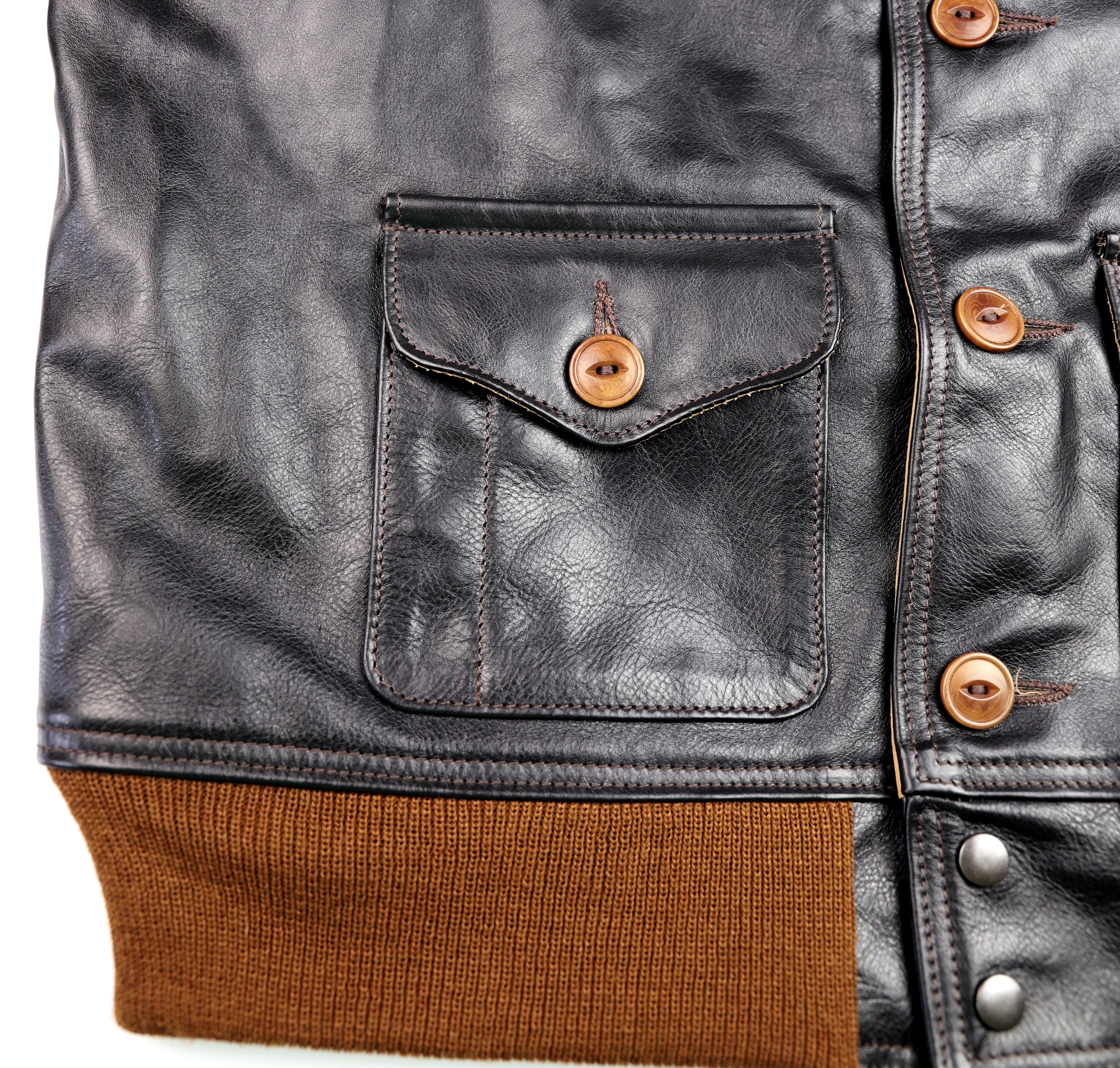 Aero A-1 Military Flight Jacket, size 42, Blackened Brown Vicenza Horsehide