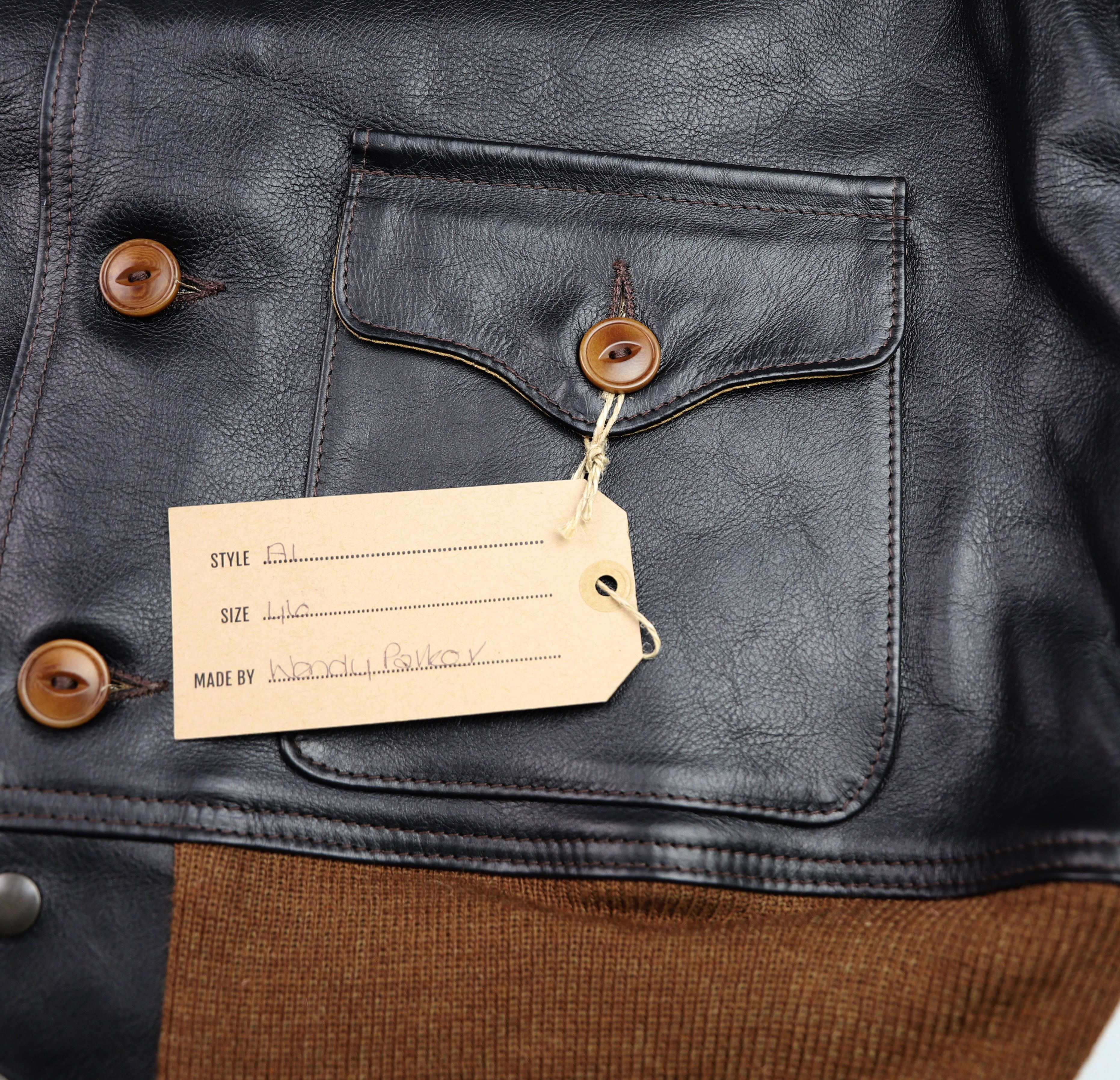 Aero A-1 Military Flight Jacket, size 46, Blackened Brown Vicenza Horsehide