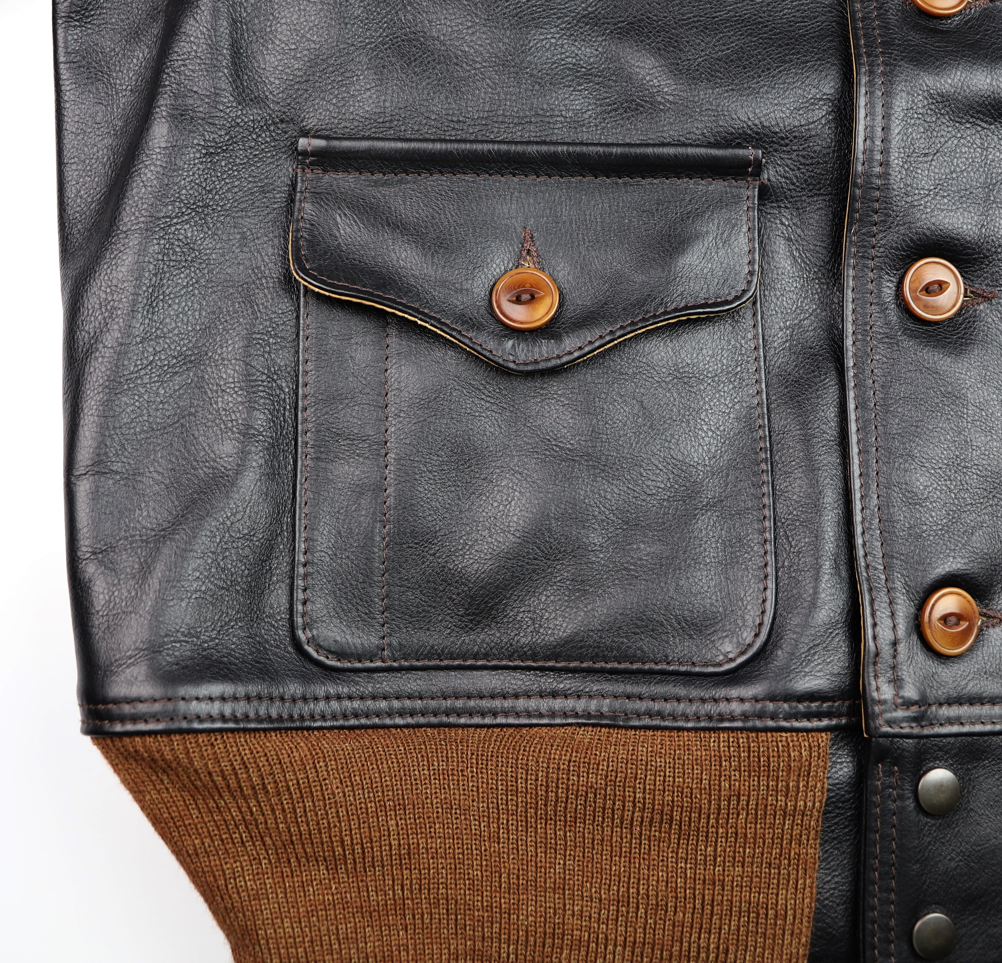 Aero A-1 Military Flight Jacket, size 46, Blackened Brown Vicenza Horsehide