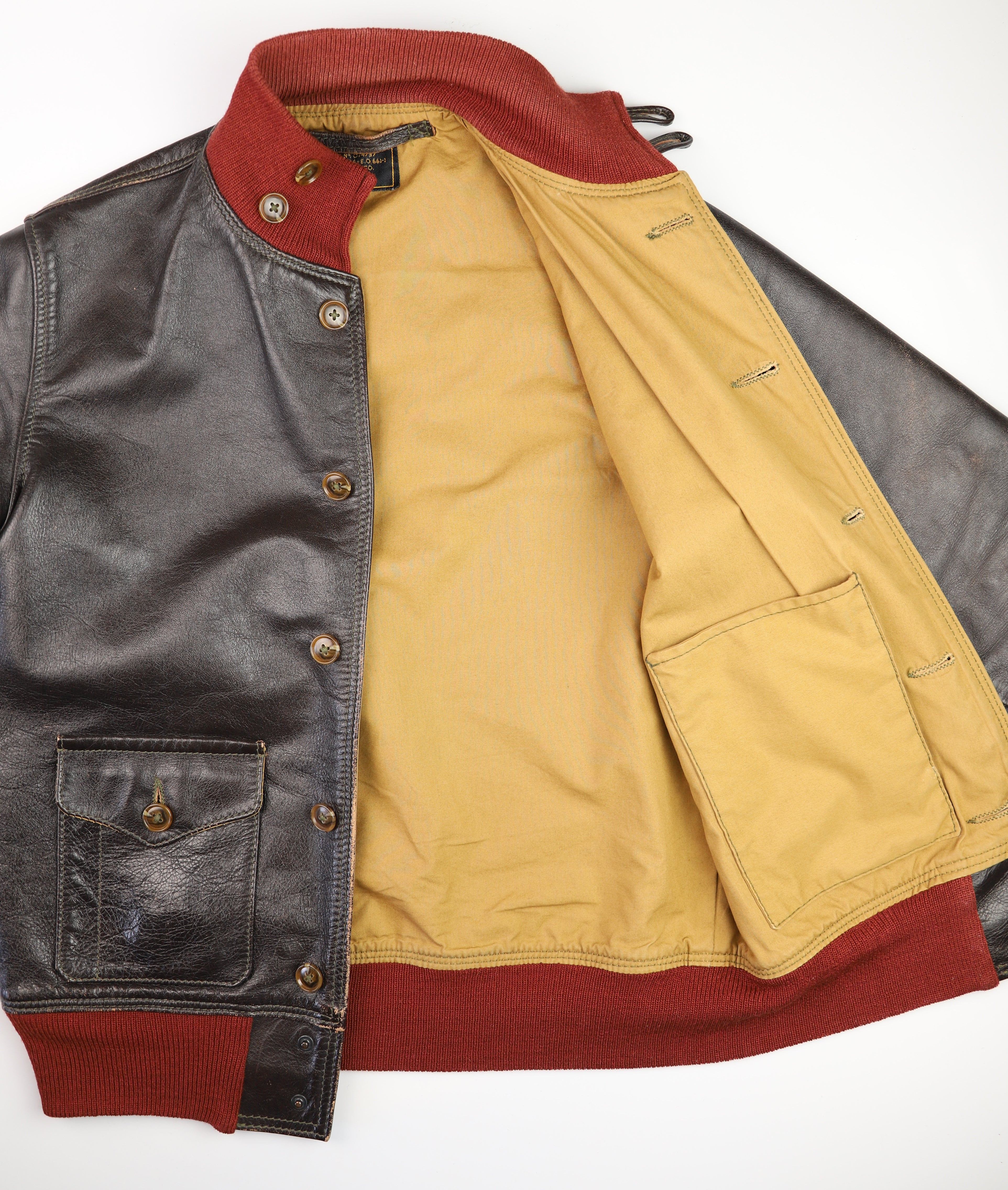 Aero A-1 Military Flight Jacket, size 38, Gently Worn Seal Jerky Horsehide