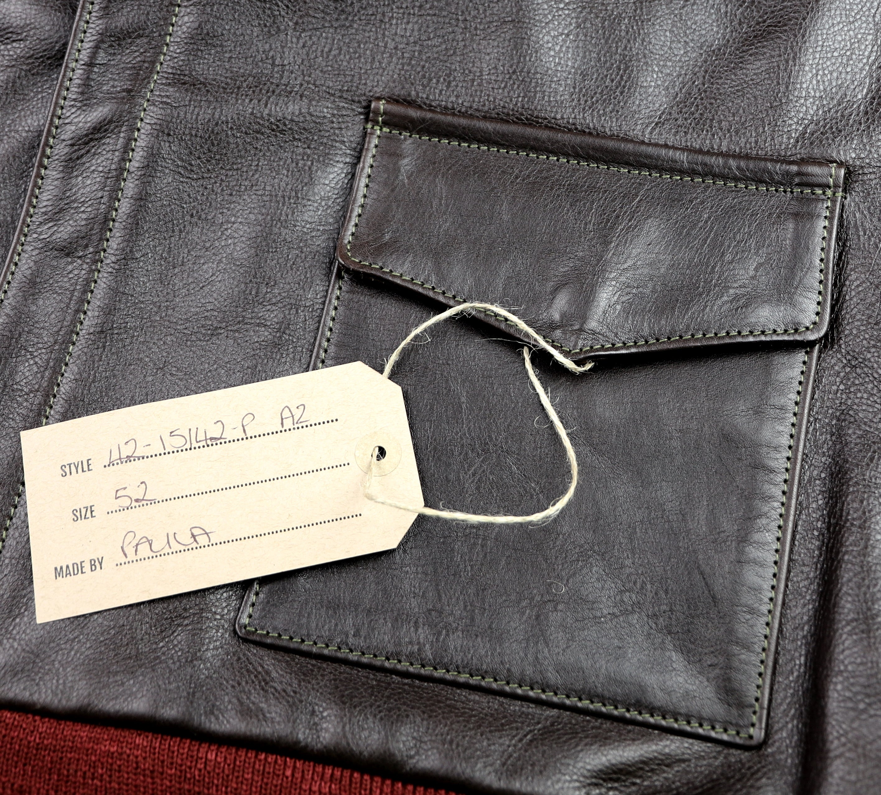 Aero A-2 Military Flight Jacket, size 52, Dark Seal Vicenza Horsehide
