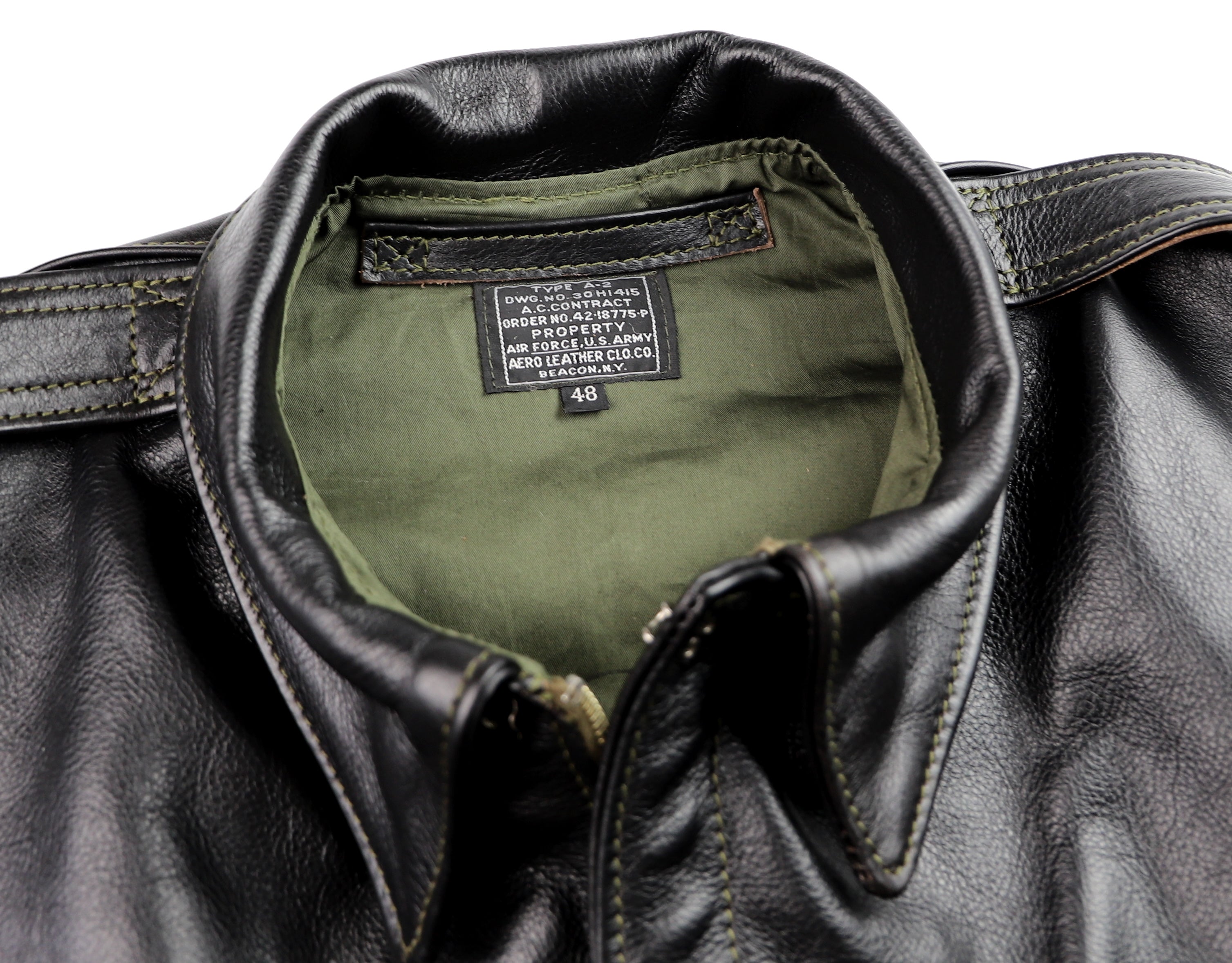 Aero A-2 Military Flight Jacket, size 48, Blackened Brown Vicenza Horsehide