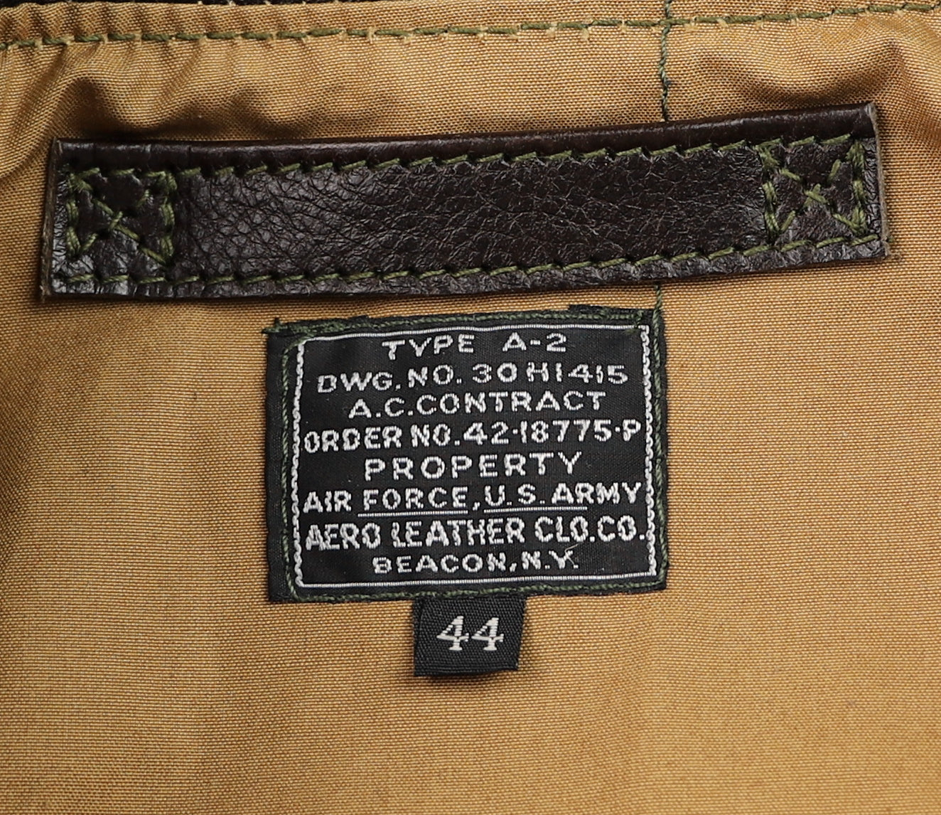 Aero A-2 Military Flight Jacket, size 44, Dark Seal Vicenza Horsehide