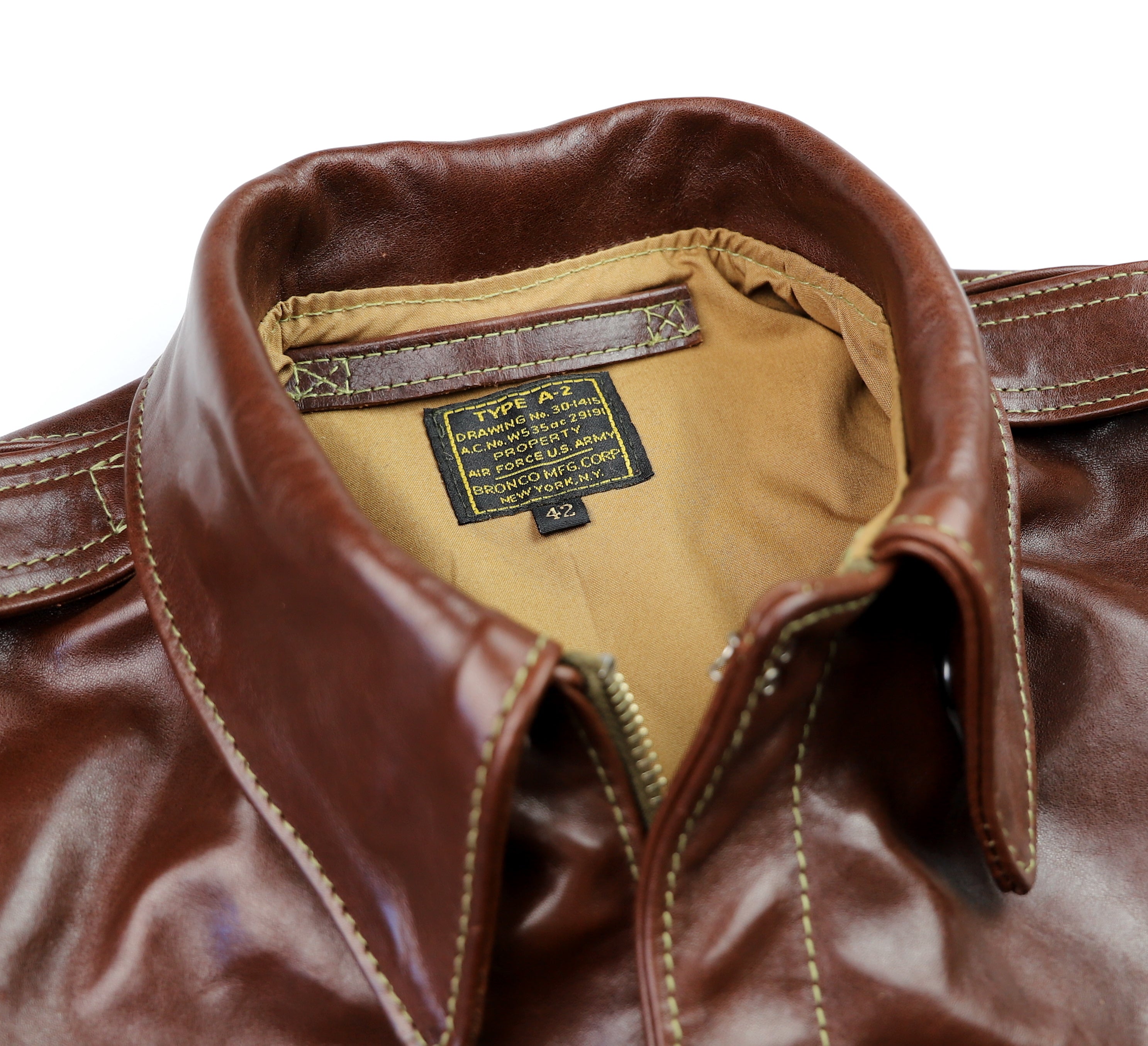 Aero A-2 Military Flight Jacket, size 42, Tobacco Badalassi Cowhide
