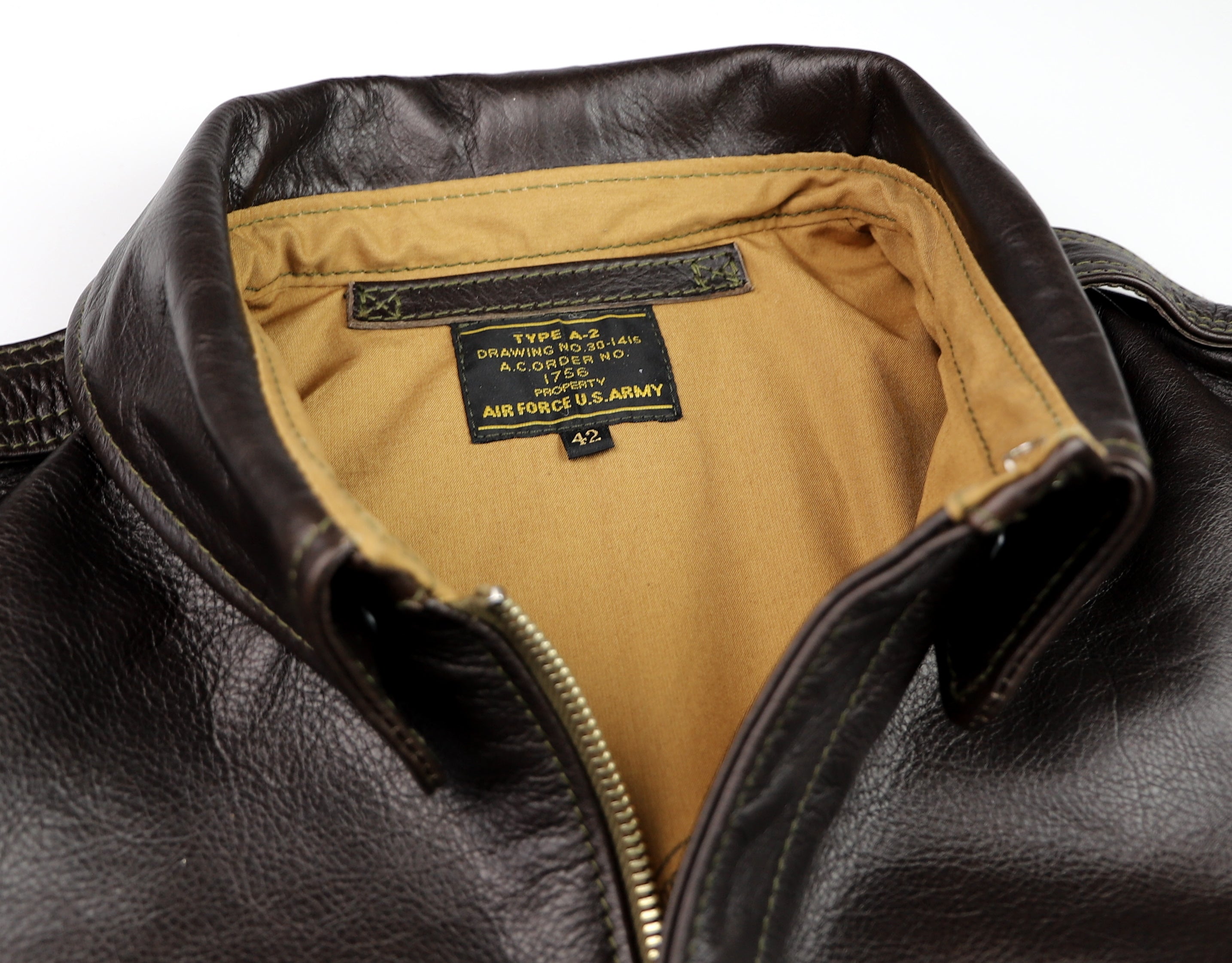Aero A-2 Military Flight Jacket, size 42, Dark Seal Vicenza Horsehide