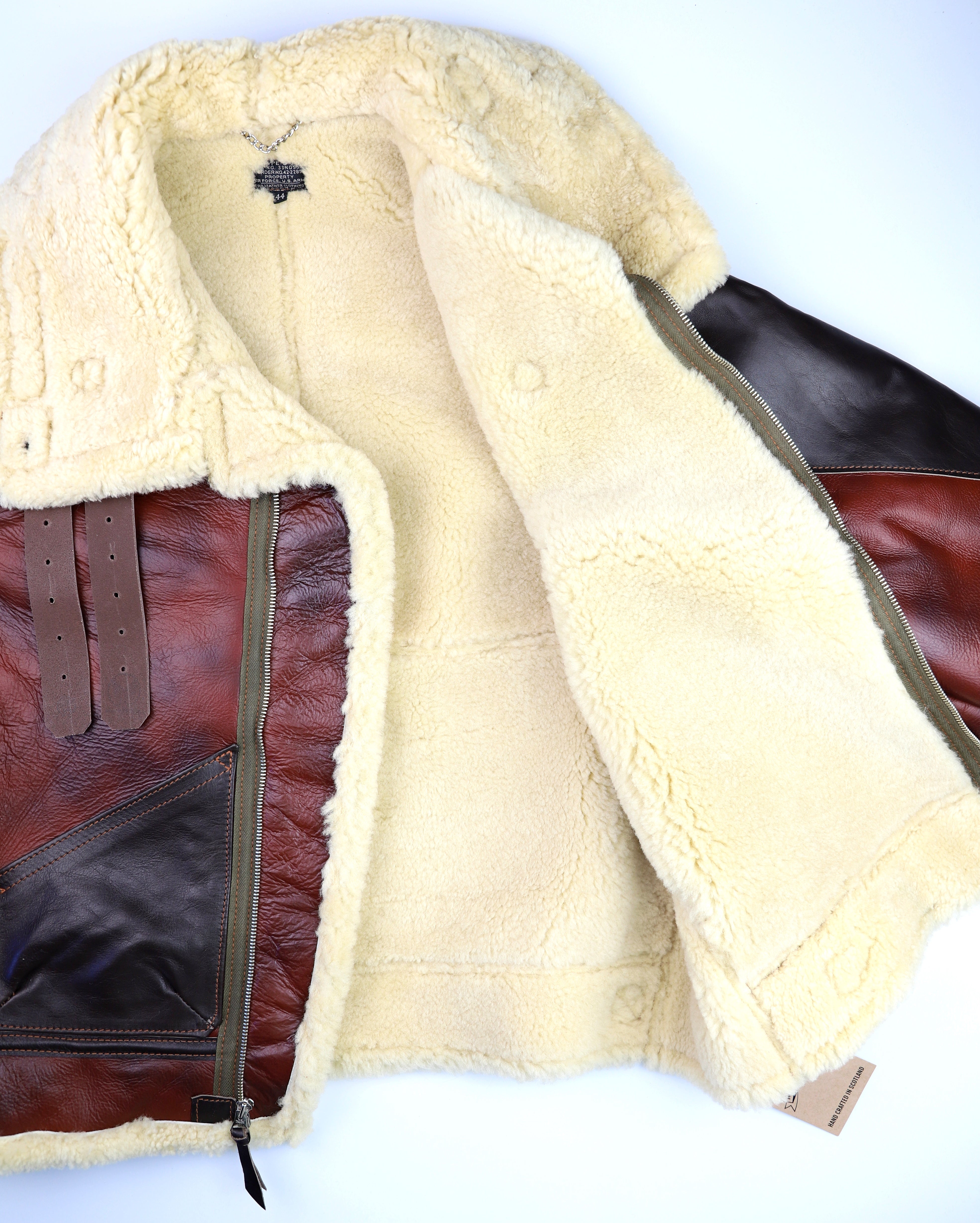 Aero B-3 Military Flight Jacket, size 44, Redskin with Dark Seal Vicenza trim