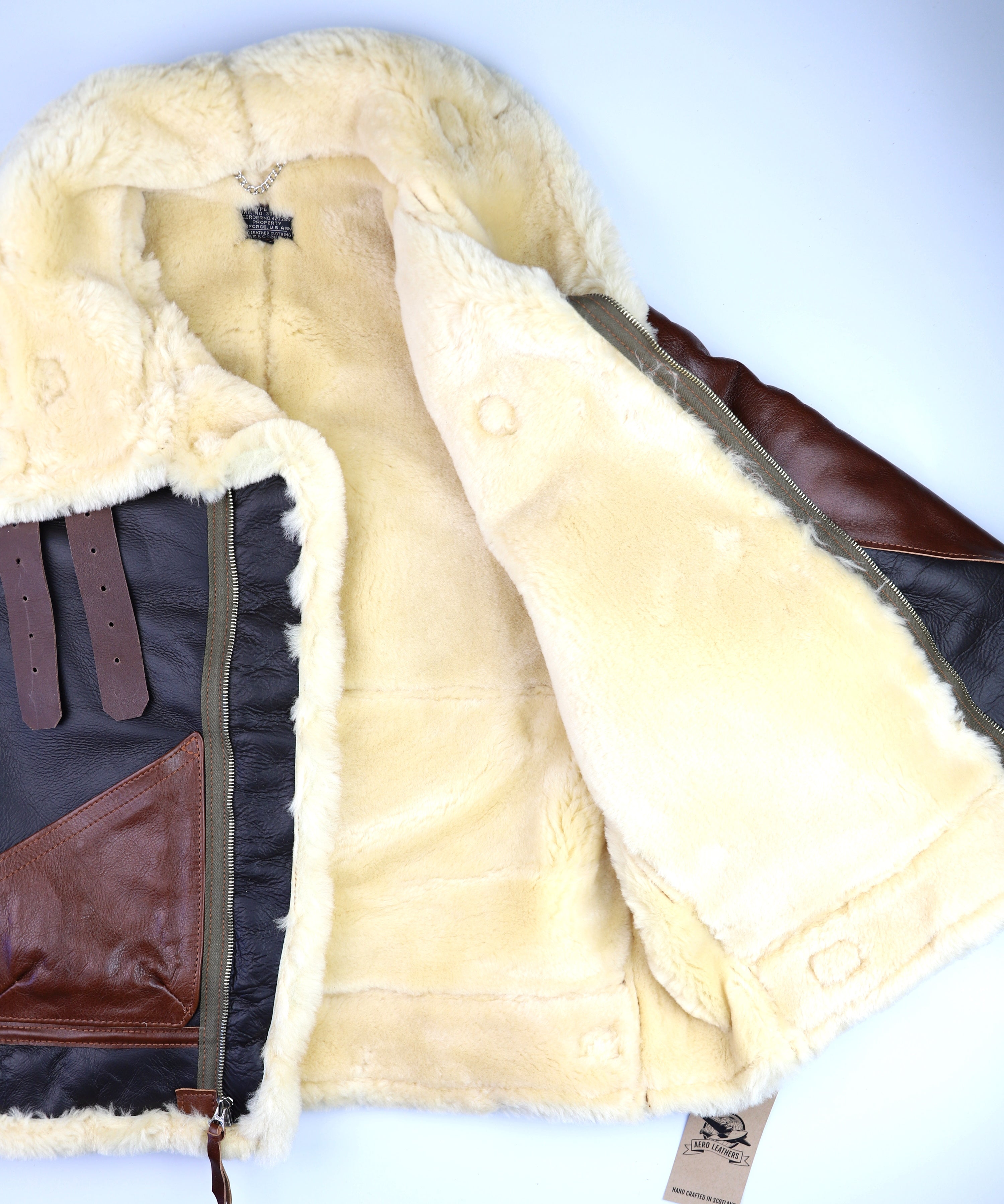 Aero B-3 Military Flight Jacket, size 44, Seal Brown with Russet Vicenza trim