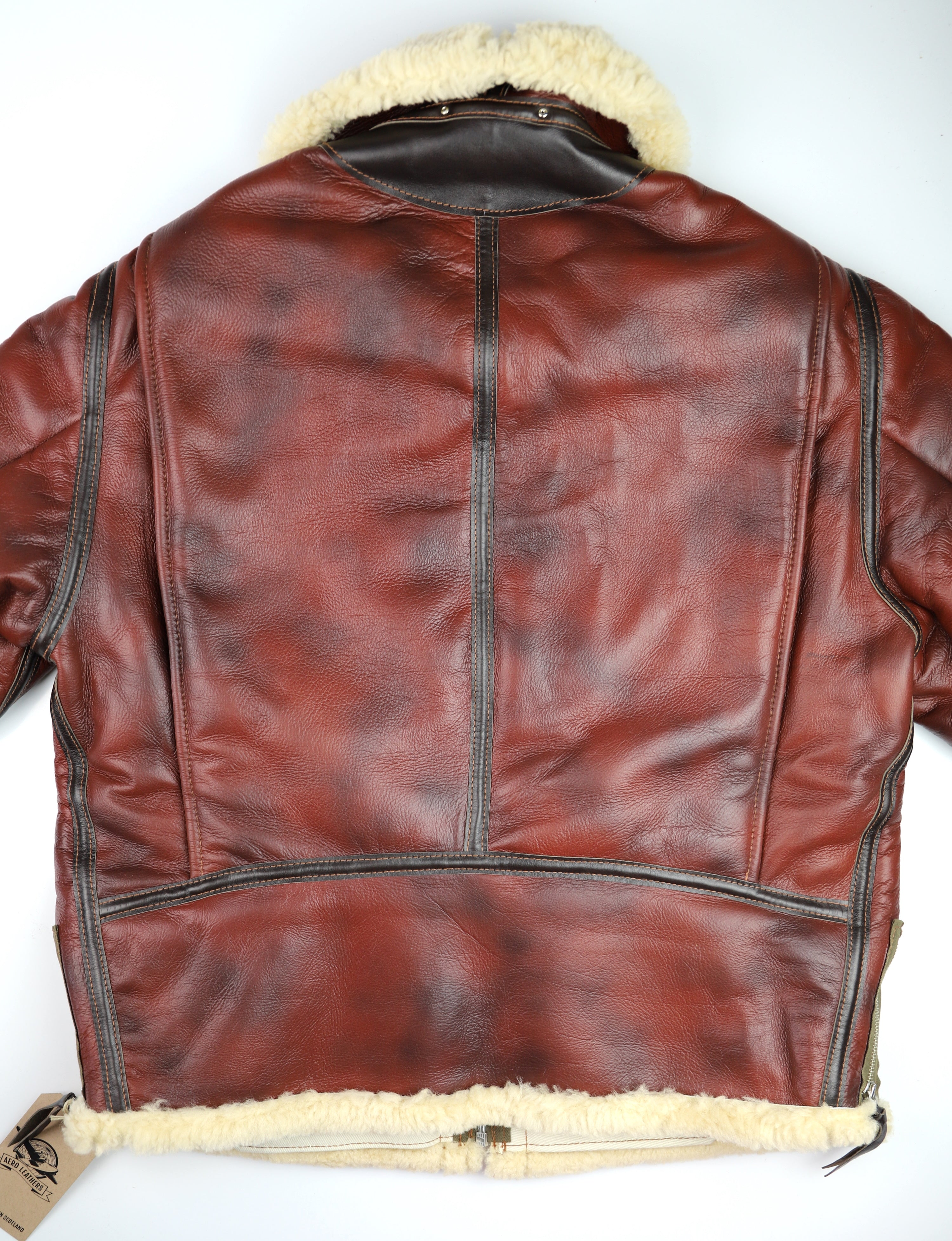 Aero Two-Tone B-6 Military Flight Jacket, size 48, Redskin with Dark Seal Vicenza Horsehide Trim