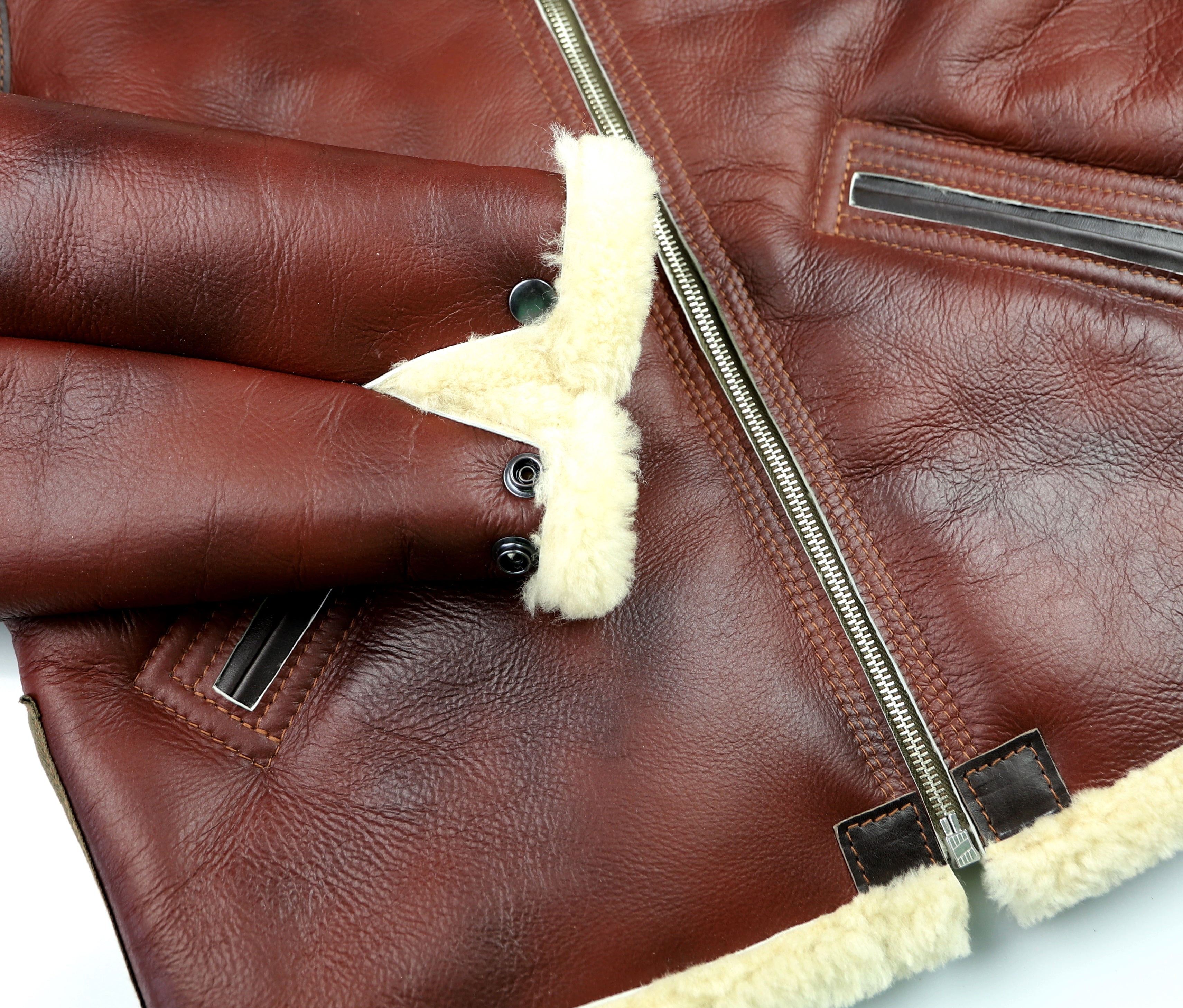 Aero B-6 Military Flight Jacket, size 42, Redskin with Dark Seal Vicenza Horsehide Trim