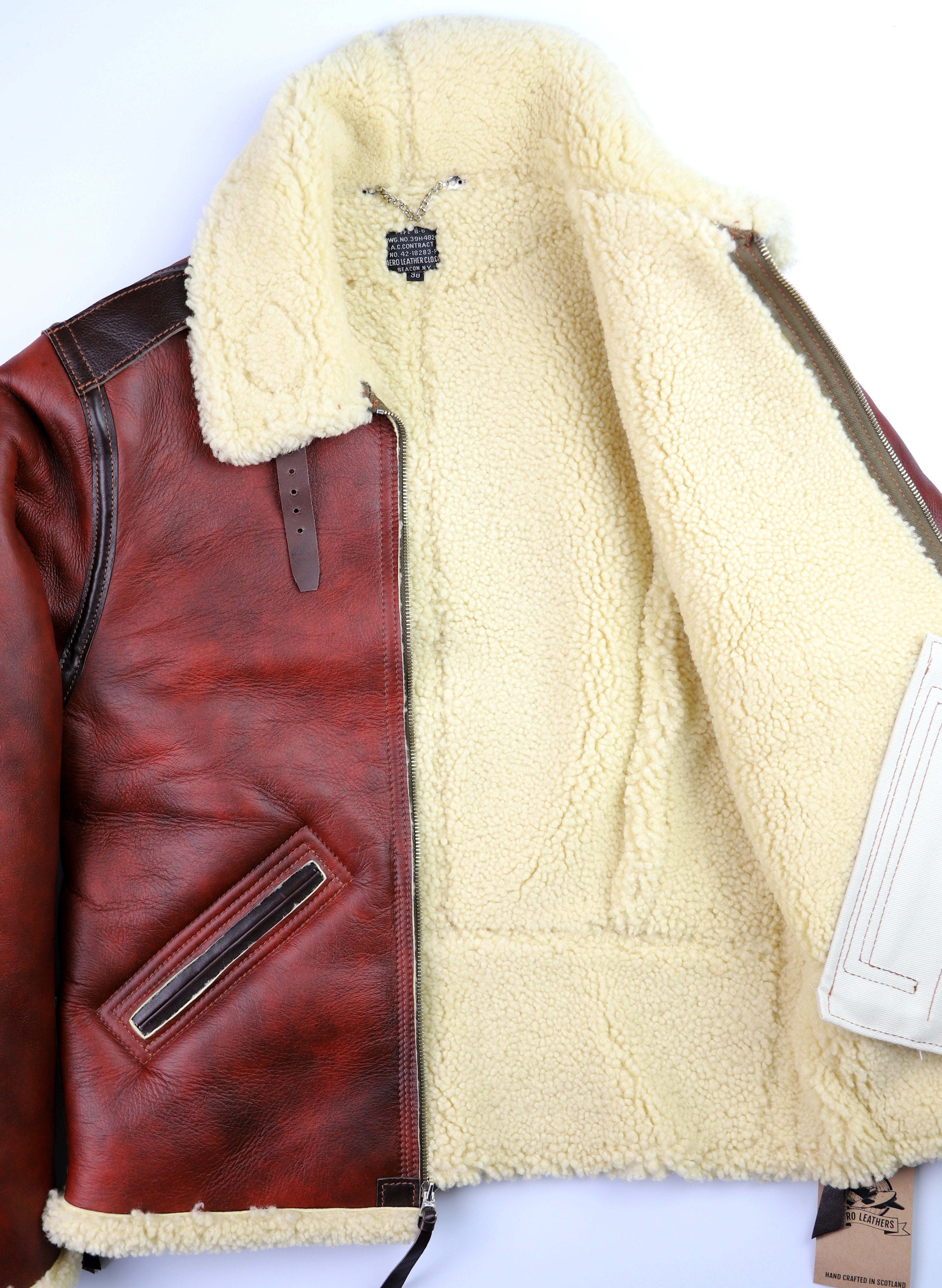 Aero B-6 Military Flight Jacket, size 38, Redskin with Dark Seal Vicenza Horsehide Trim