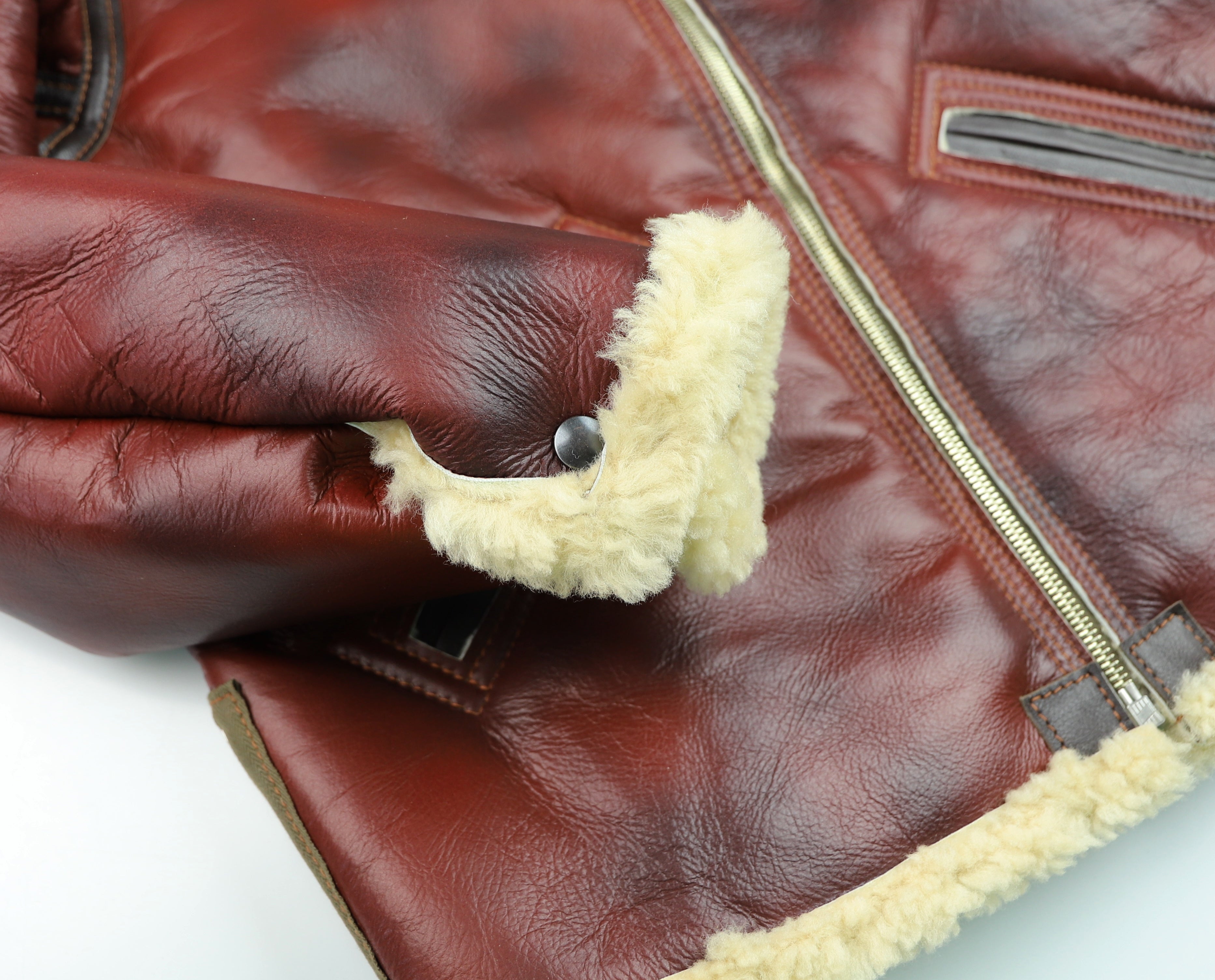 Aero B-6 Military Flight Jacket, size 40, Redskin Shearling with Dark Seal Vicenza Trim