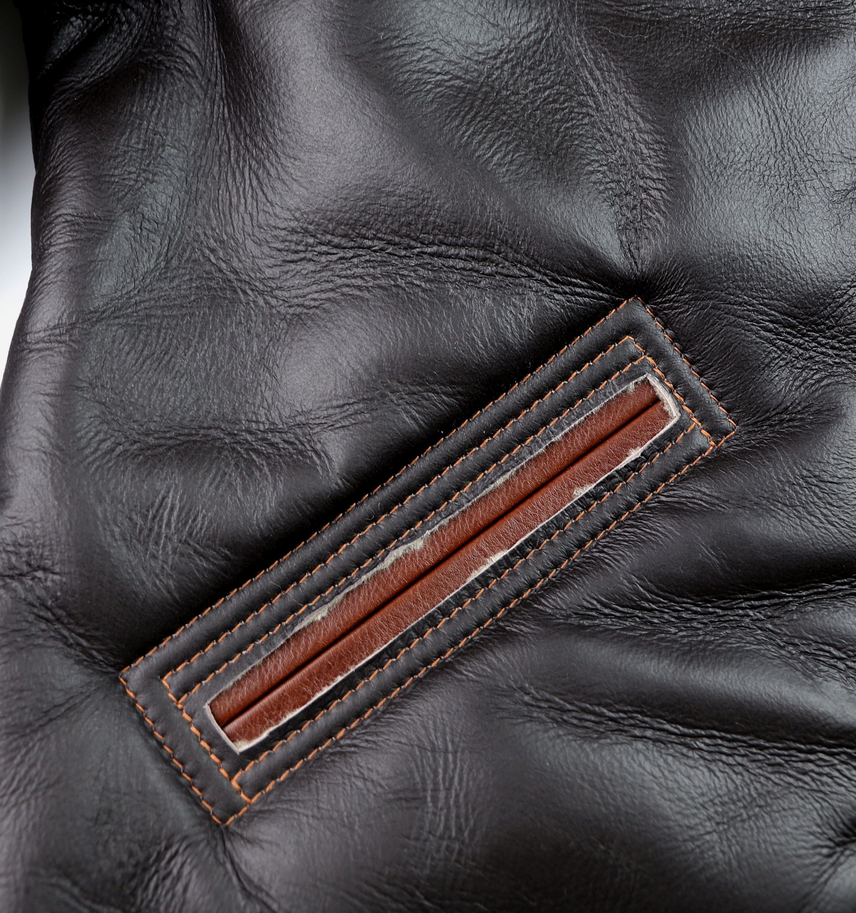 Aero Two-Tone B-6 Military Flight Jacket, size 44, Seal Brown with Russet Vicenza Horsehide Trim