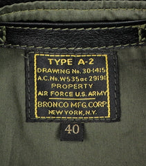 Aero A-2 Military Flight Jacket, size 40, Blackened Brown Vicenza Horsehide
