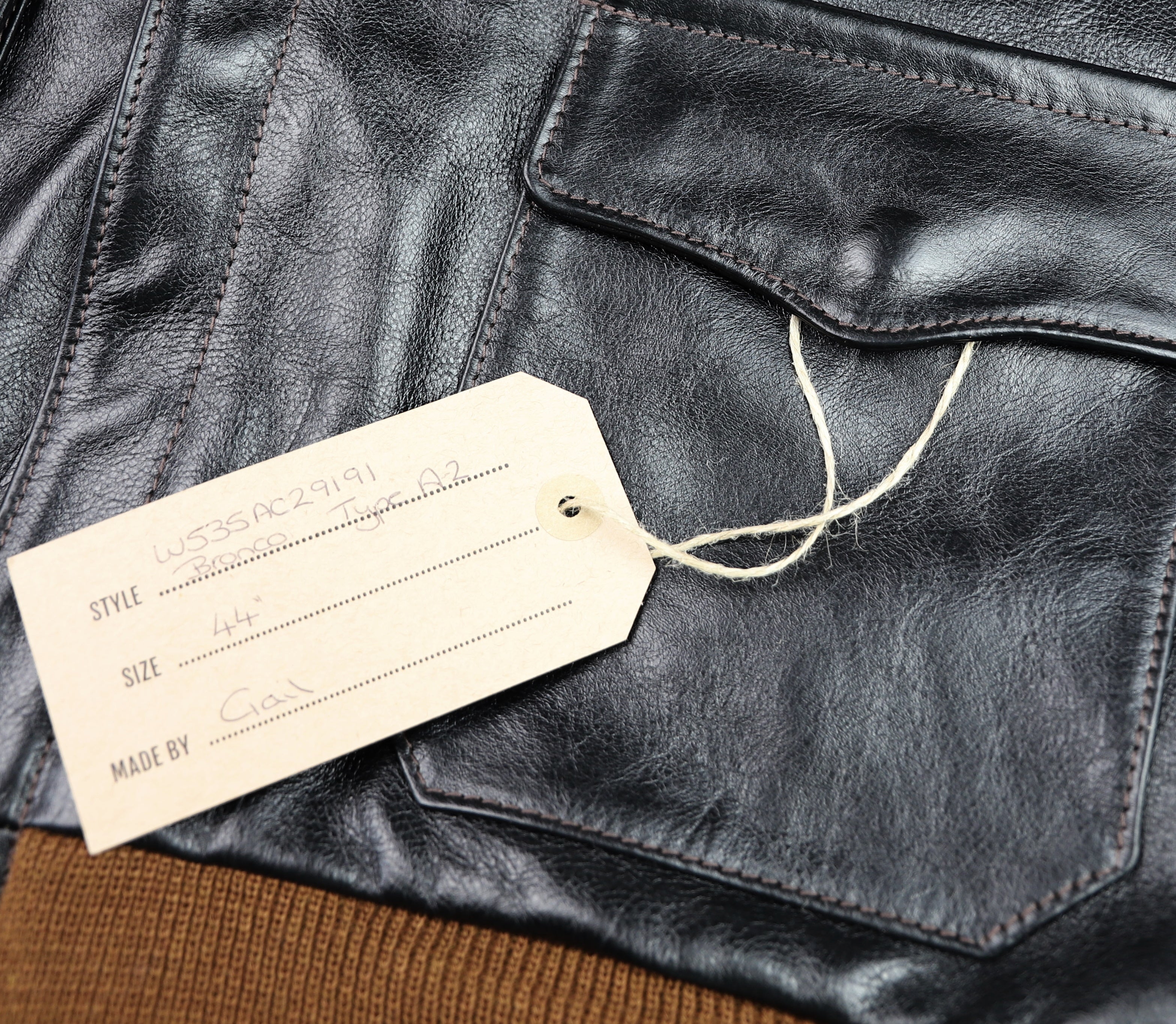 Aero A-2 Military Flight Jacket, size 44, Blackened Brown Vicenza