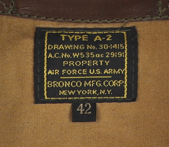Aero A-2 Military Flight Jacket, size 42, Chestnut Badalassi Cowhide