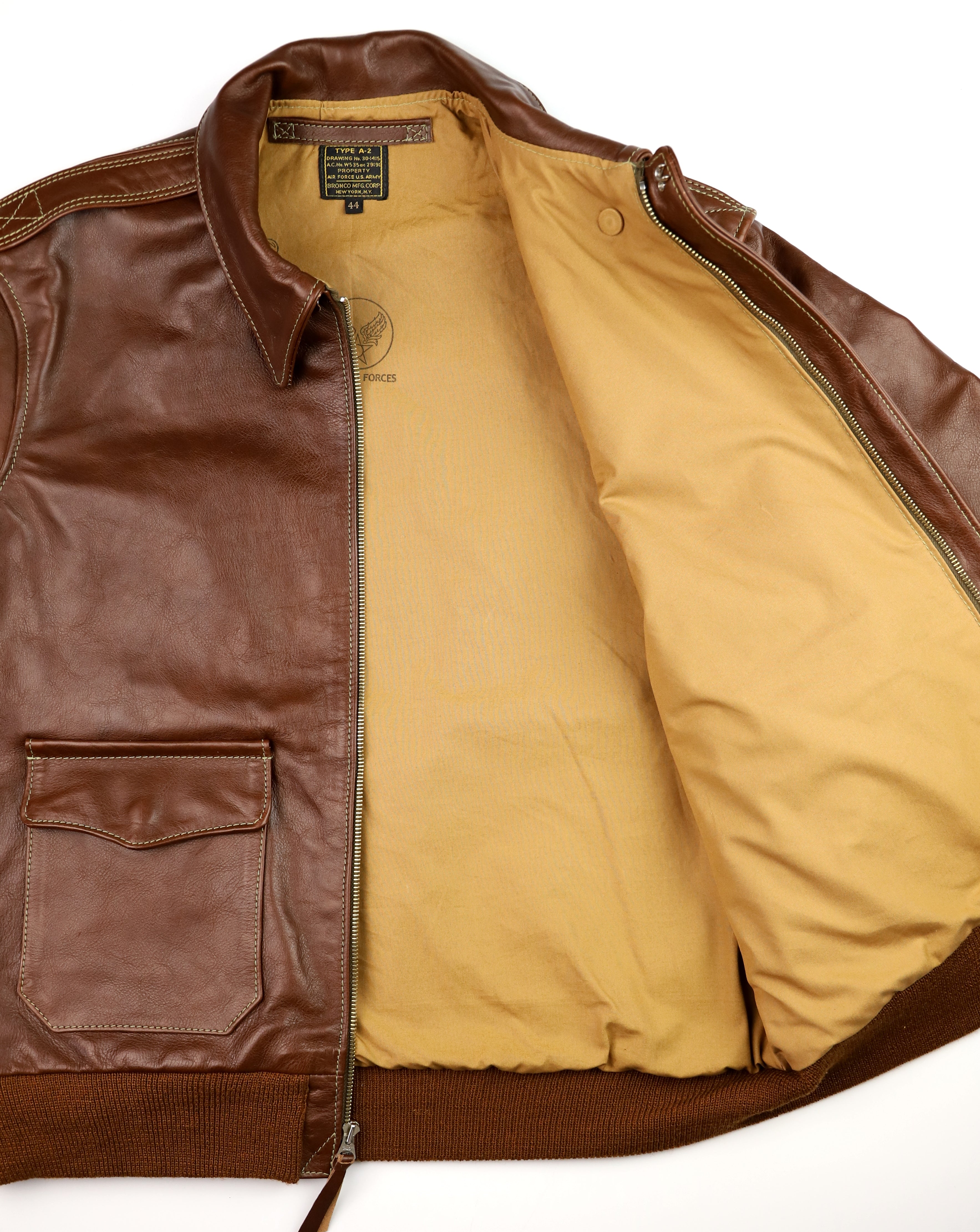 Aero A-2 Military Flight Jacket, size 44, Russet Vicenza Horsehide