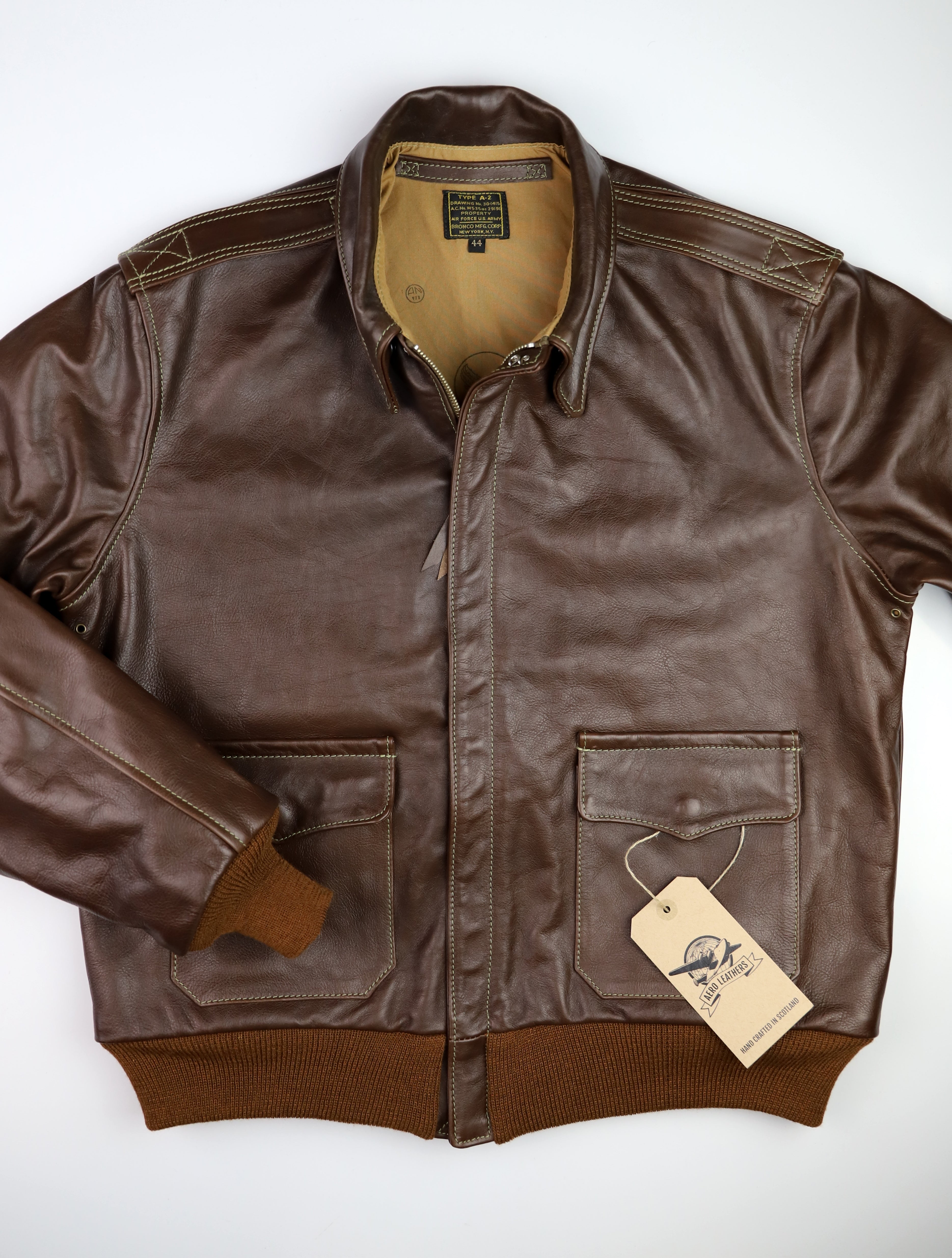 Aero A-2 Military Flight Jacket, size 44, Seal Vicenza Horsehide