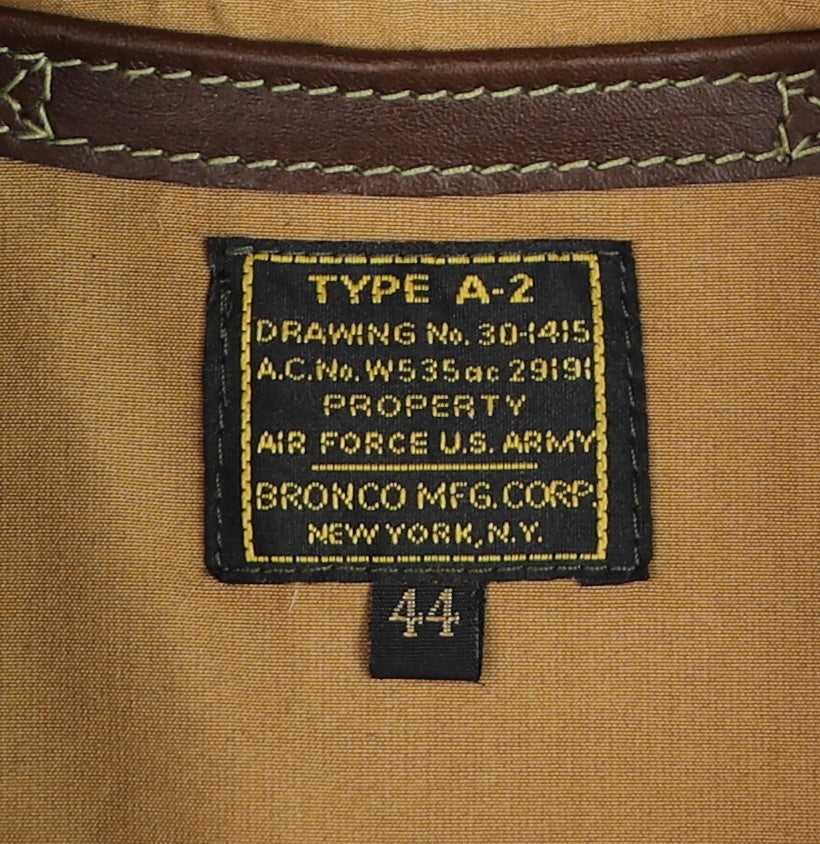 Aero A-2 Military Flight Jacket, size 44, Seal Vicenza Horsehide
