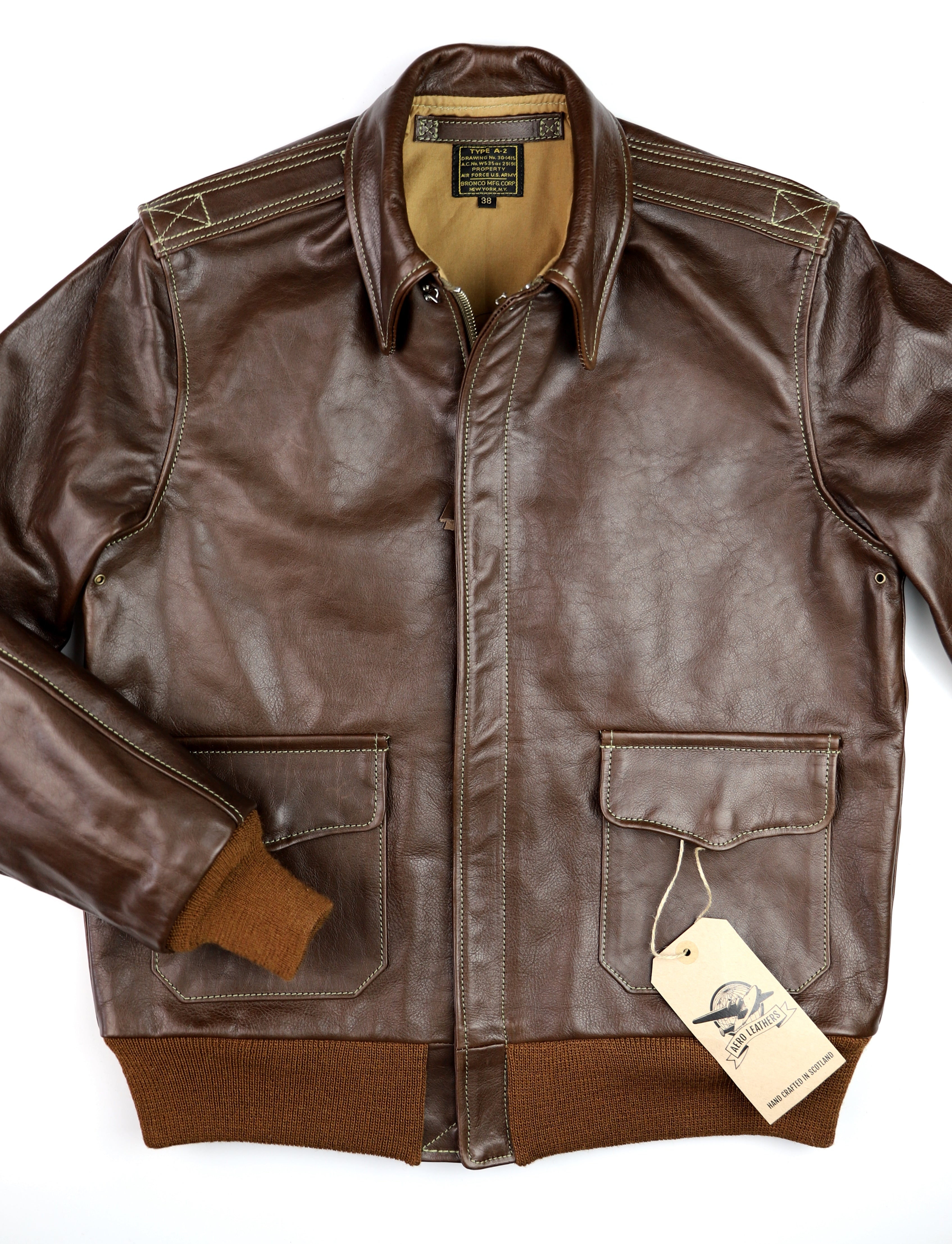 Aero A-2 Military Flight Jacket, size 38, Seal Vicenza Horsehide