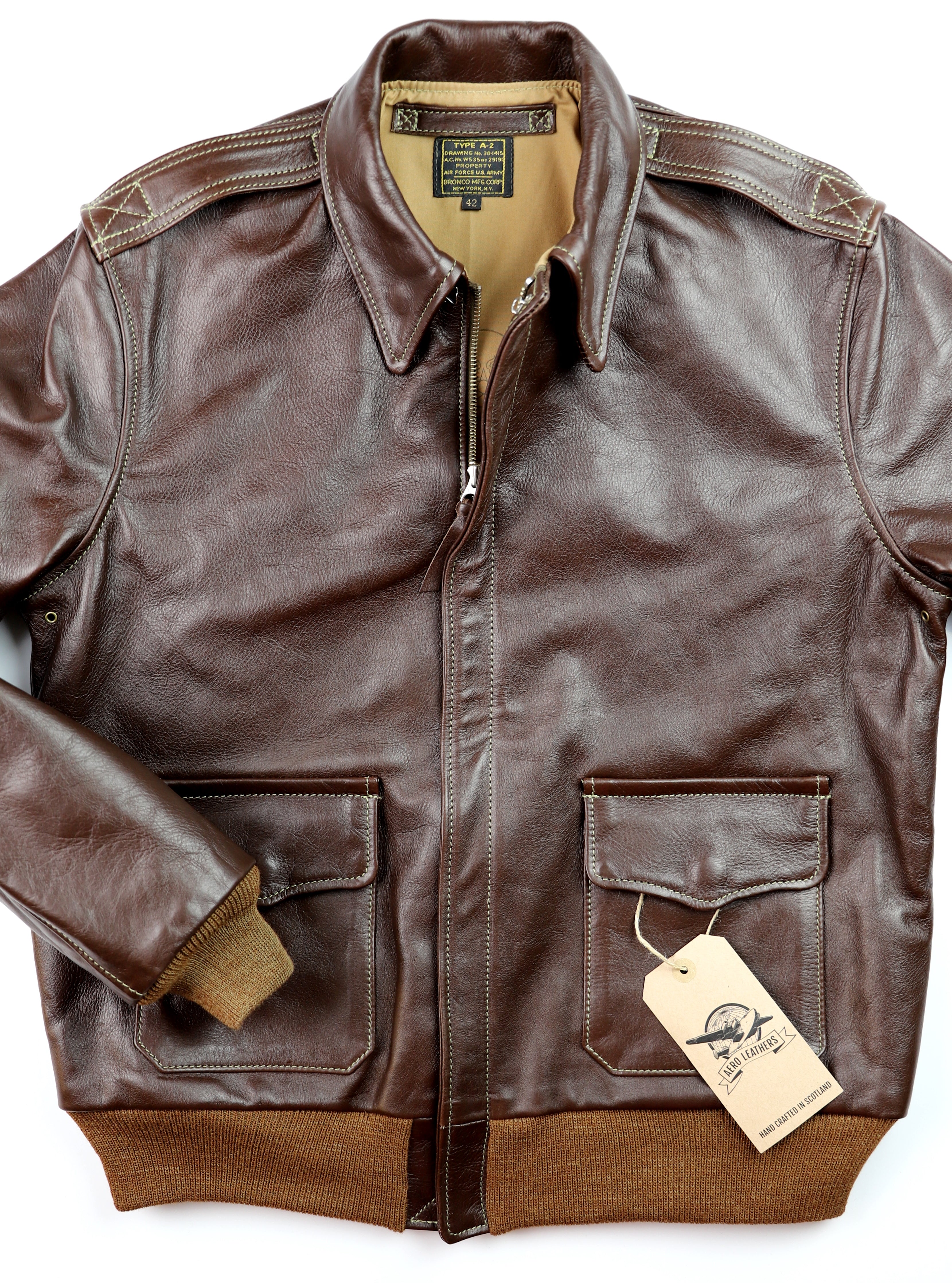 Aero A-2 Military Flight Jacket, size 42, Seal Vicenza Horsehide