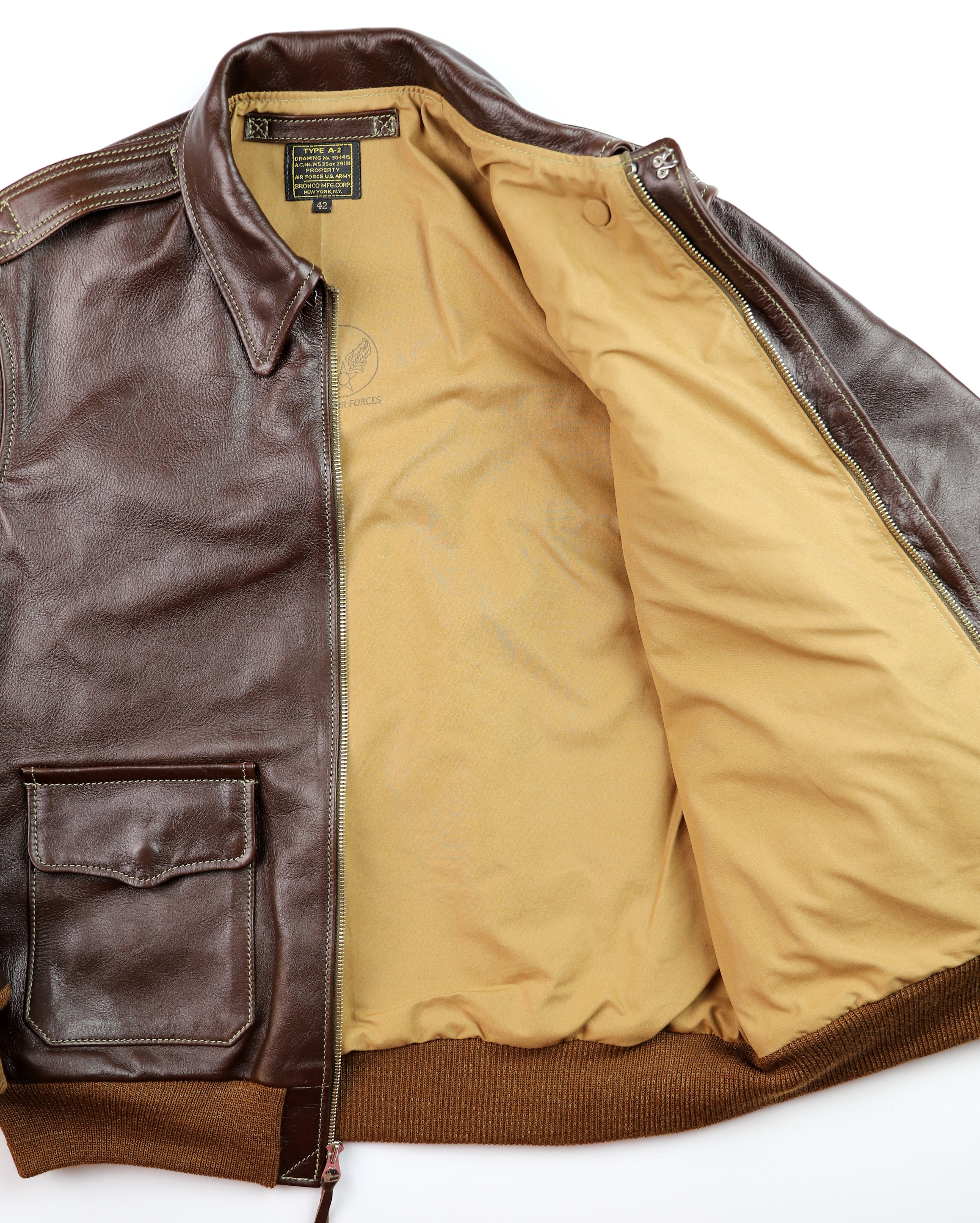 Aero A-2 Military Flight Jacket, size 42, Seal Vicenza Horsehide