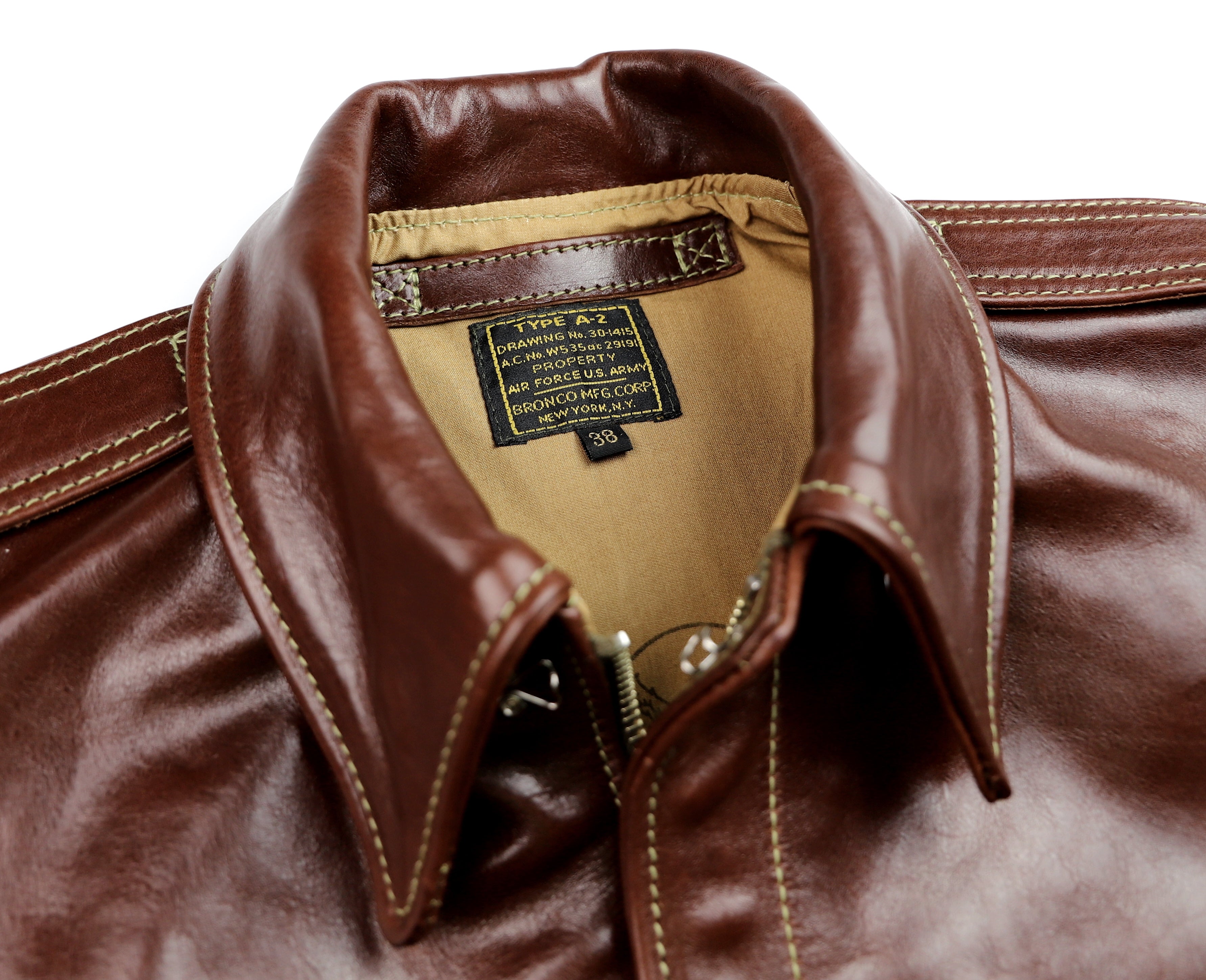 Aero A-2 Military Flight Jacket, size 38, Tobacco Badalassi Cowhide