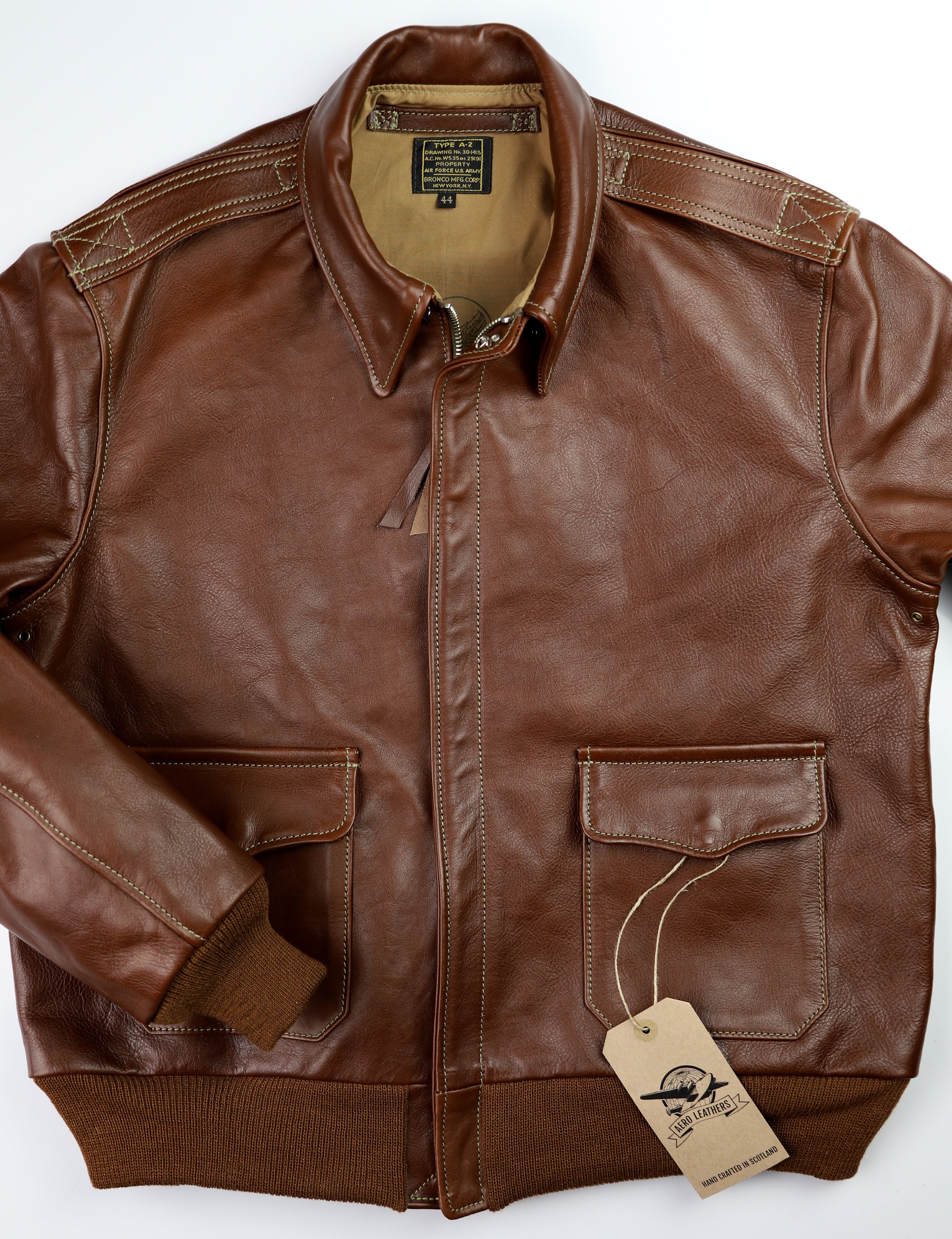 Aero A-2 Military Flight Jacket, size 44, Russet Vicenza Horsehide