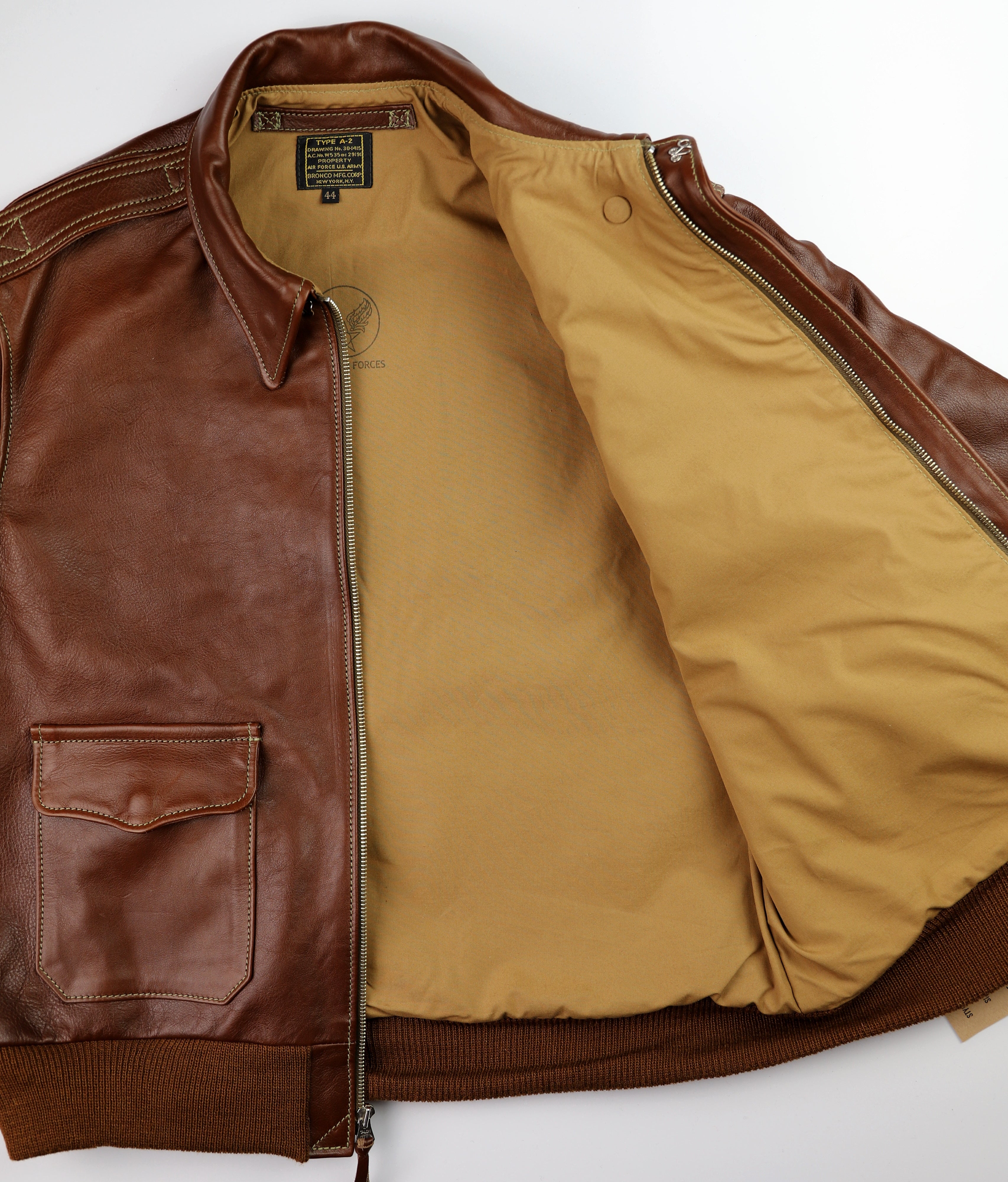 Aero A-2 Military Flight Jacket, size 44, Russet Vicenza Horsehide