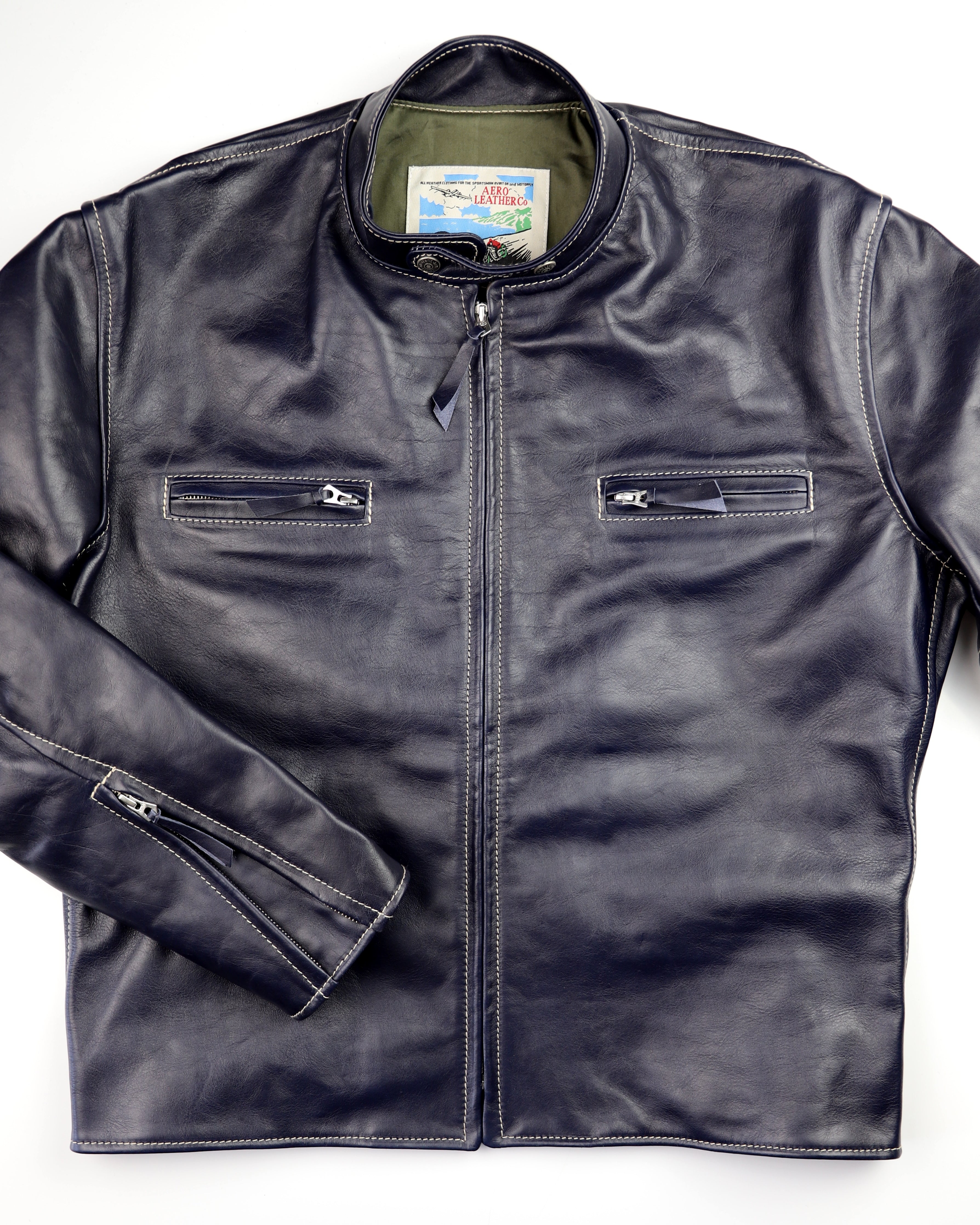 Aero Cafe Racer, size 46, Blue Vicenza Horsehide