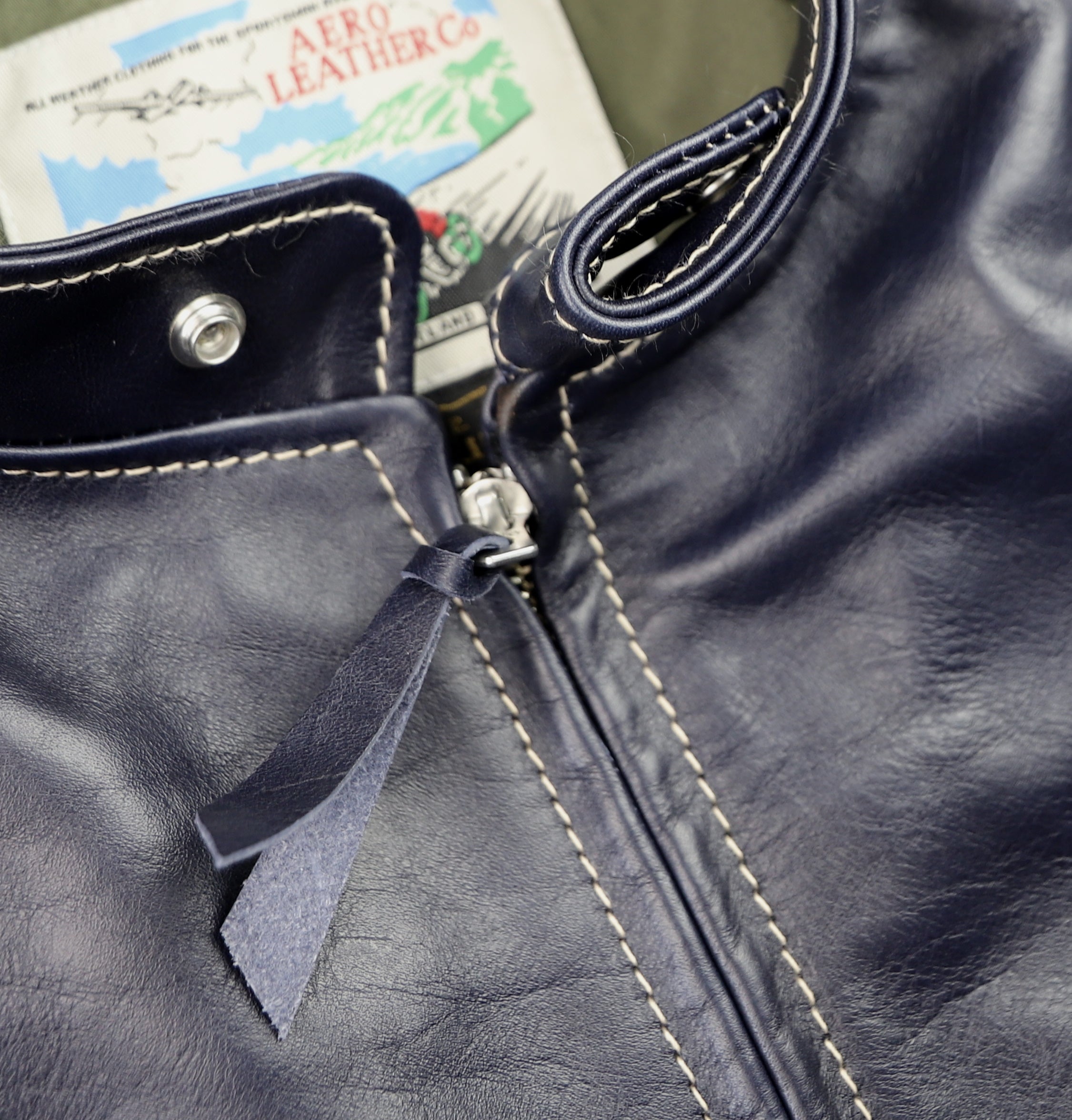 Aero Cafe Racer, size 46, Blue Vicenza Horsehide