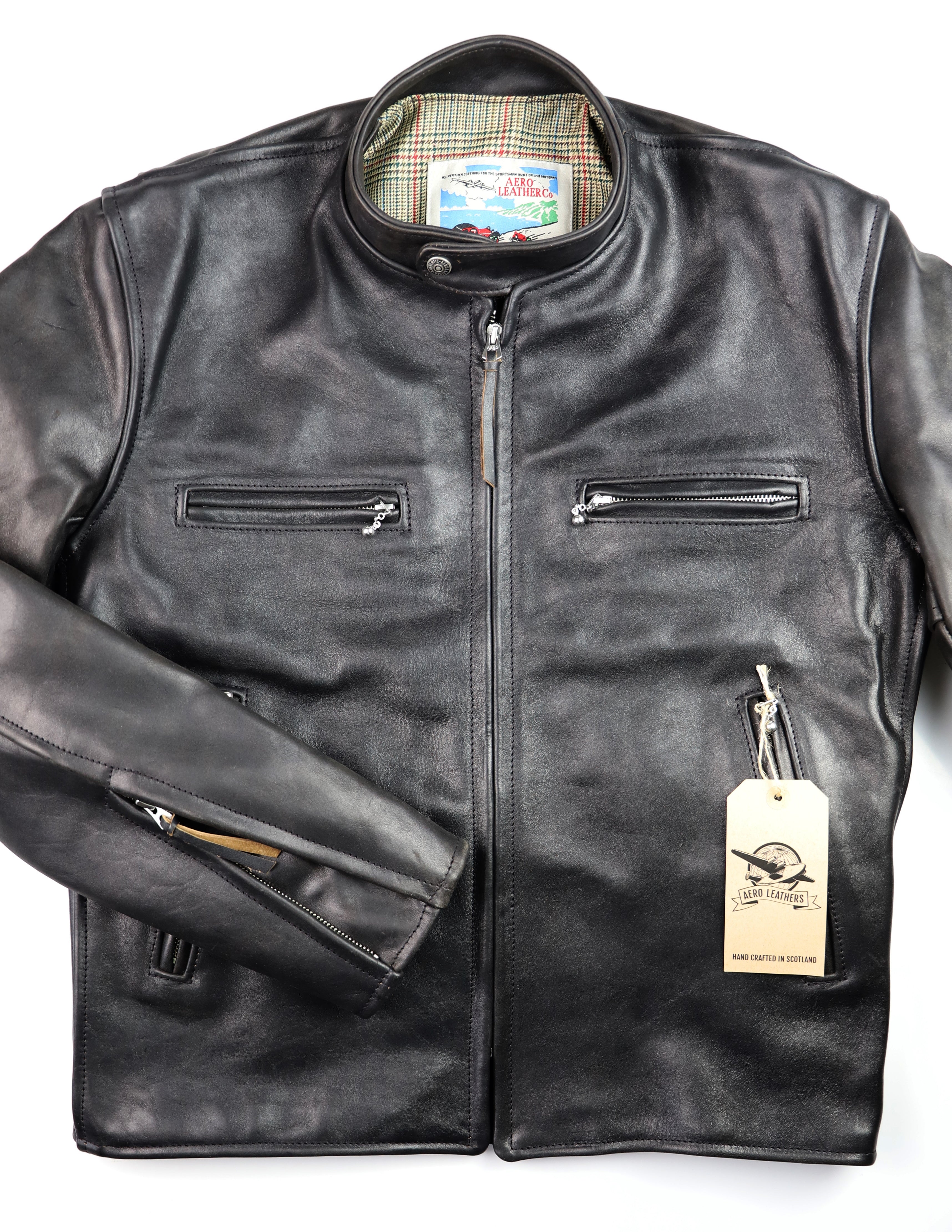 Aero Cafe' Racer, size 42, Tumbled Black CXL Horsehide