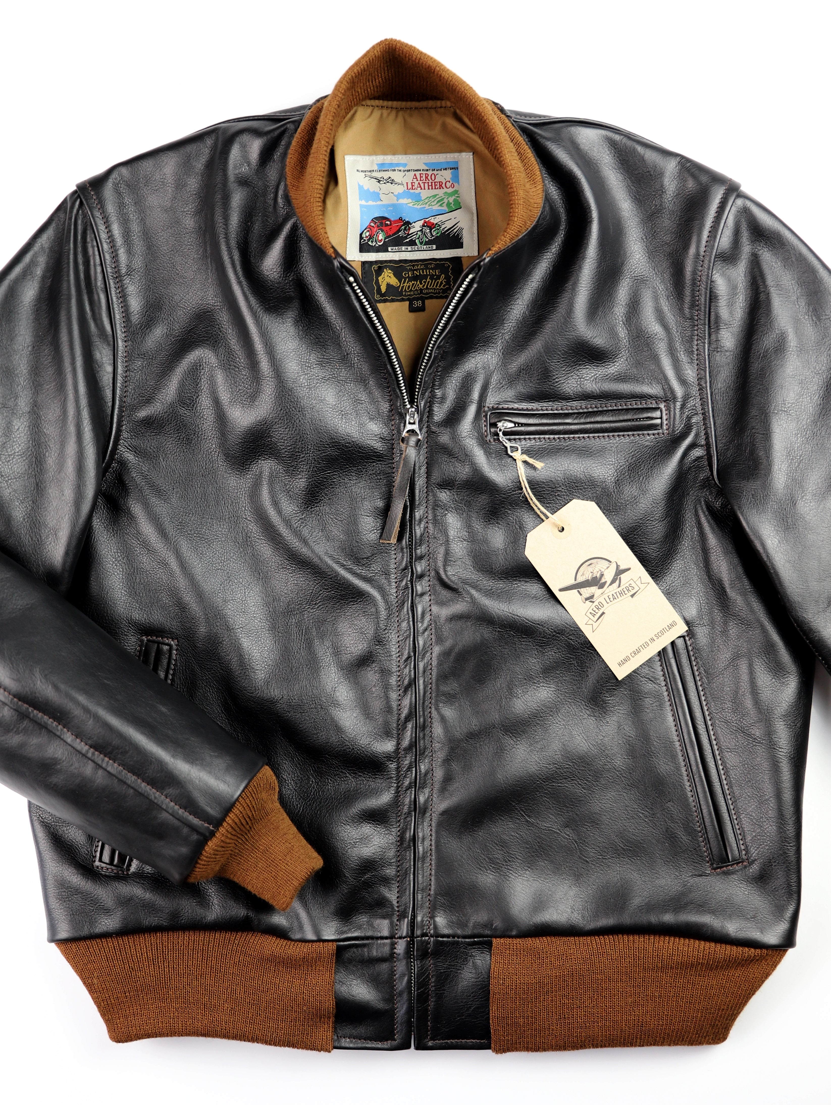 Aero College Jacket, size 38 (fits like 40), Blackened Brown Vicenza Horsehide