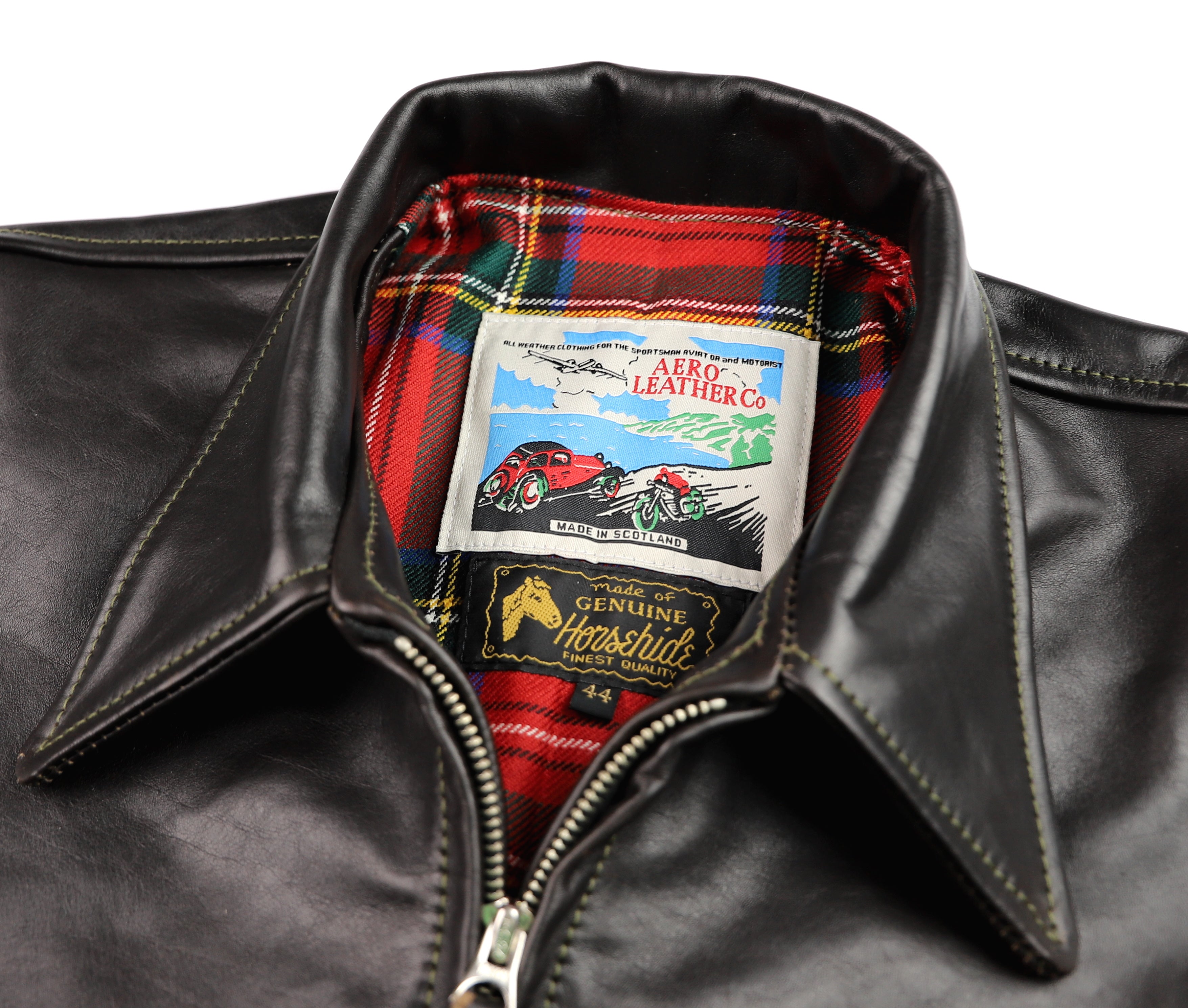 Aero Premier Highwayman, size 44, Blackened Brown Vicenza Horsehide