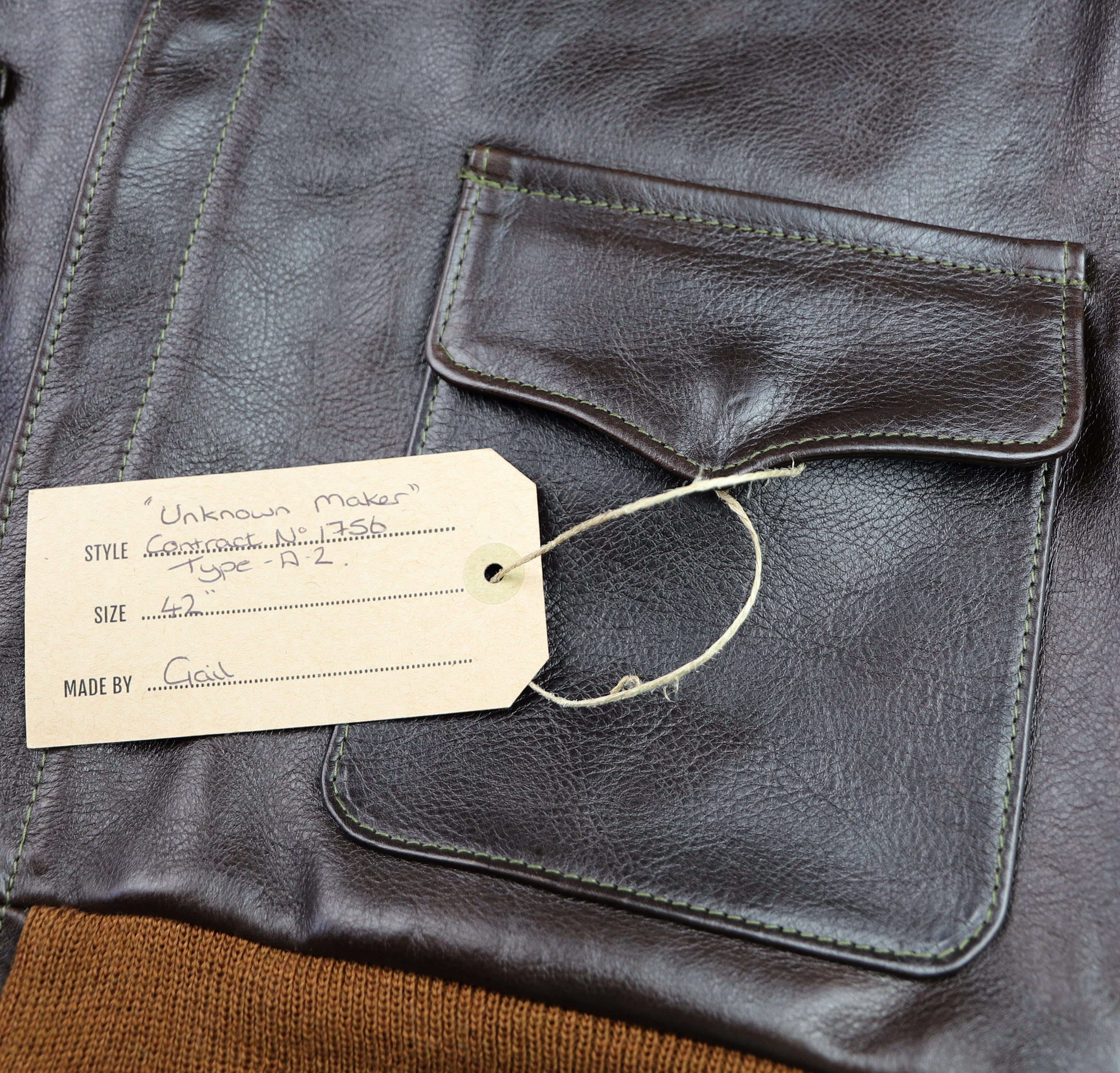 Aero A-2 Military Flight Jacket, size 42, Dark Seal Vicenza Horsehide