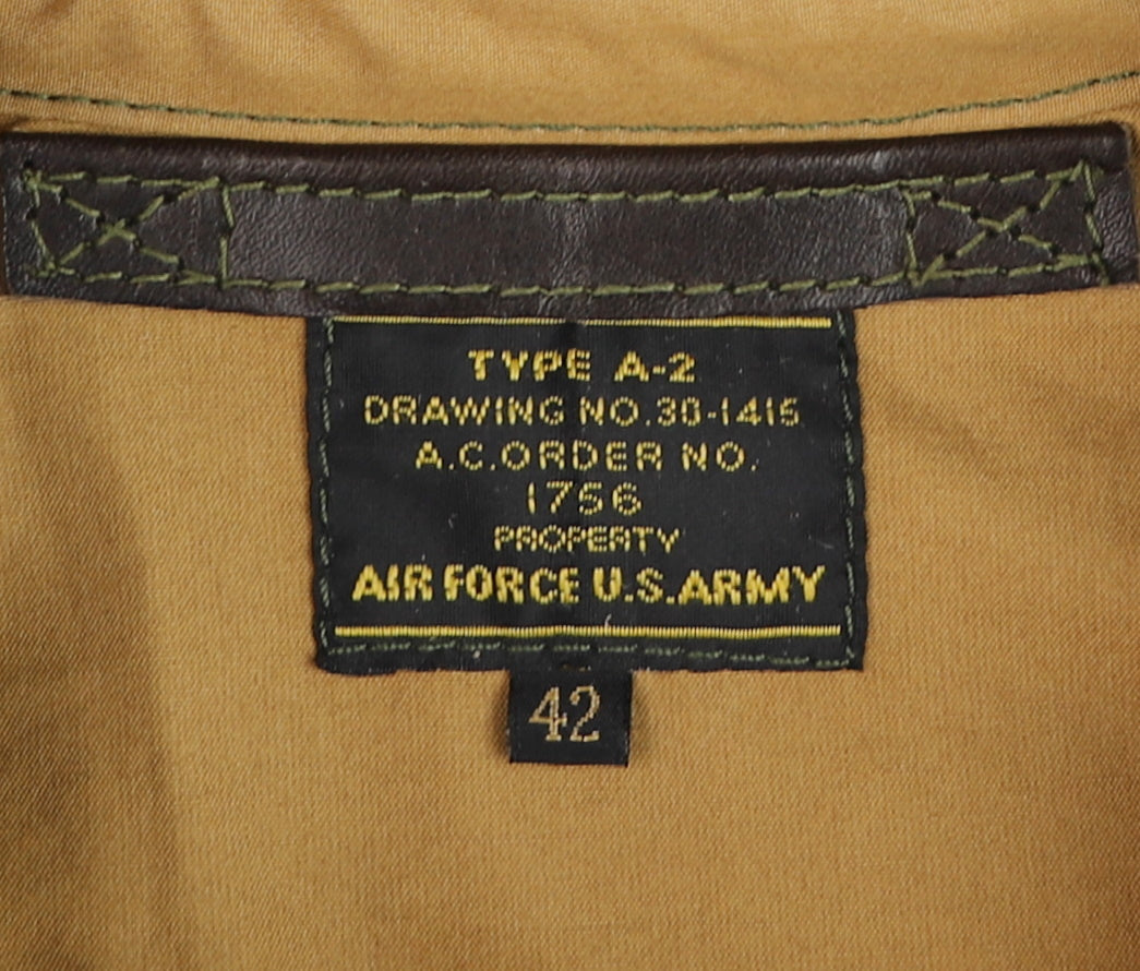 Aero A-2 Military Flight Jacket, size 42, Dark Seal Vicenza Horsehide