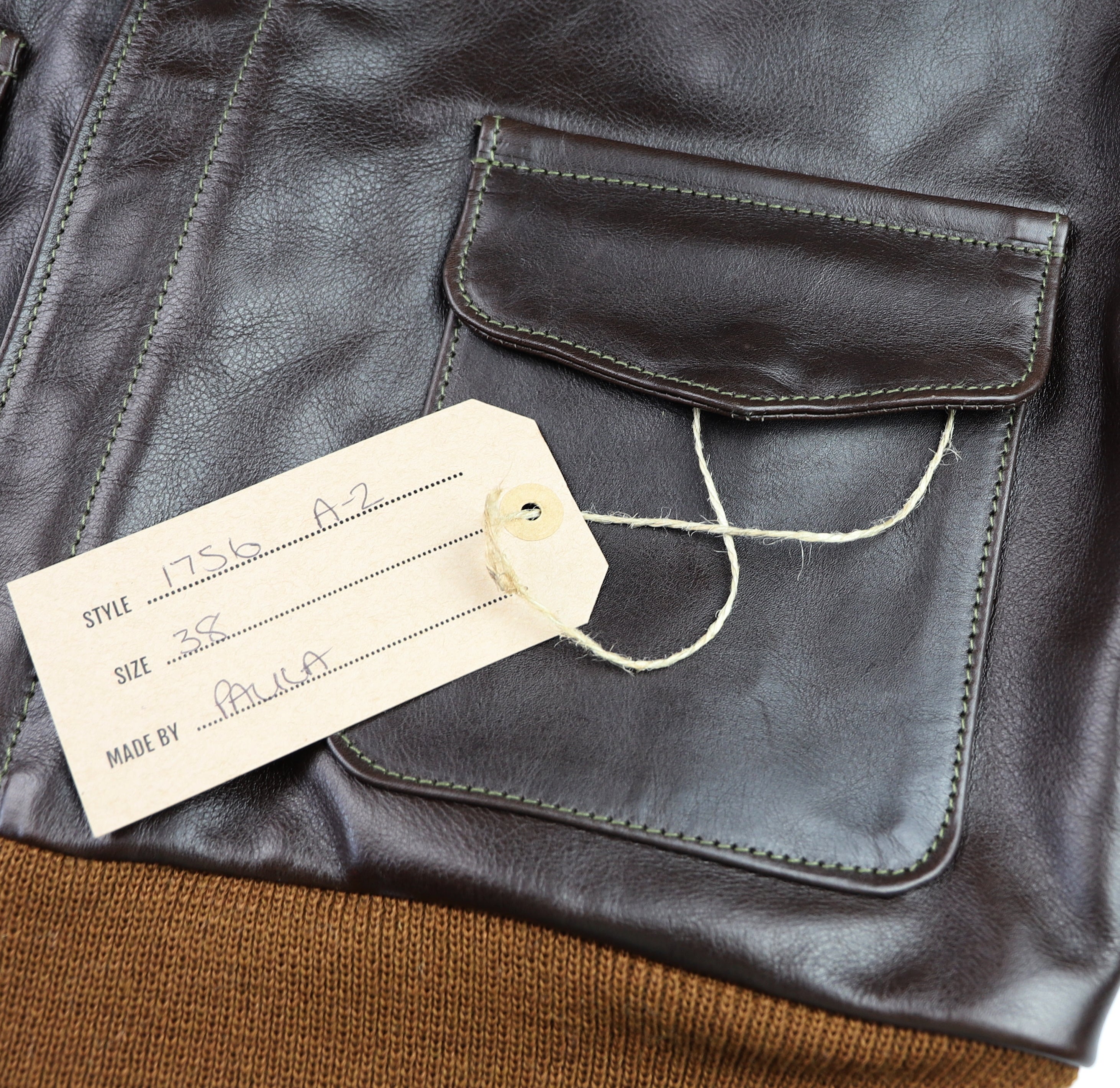 Aero A-2 Military Flight Jacket, size 38, Dark Seal Vicenza Horsehide