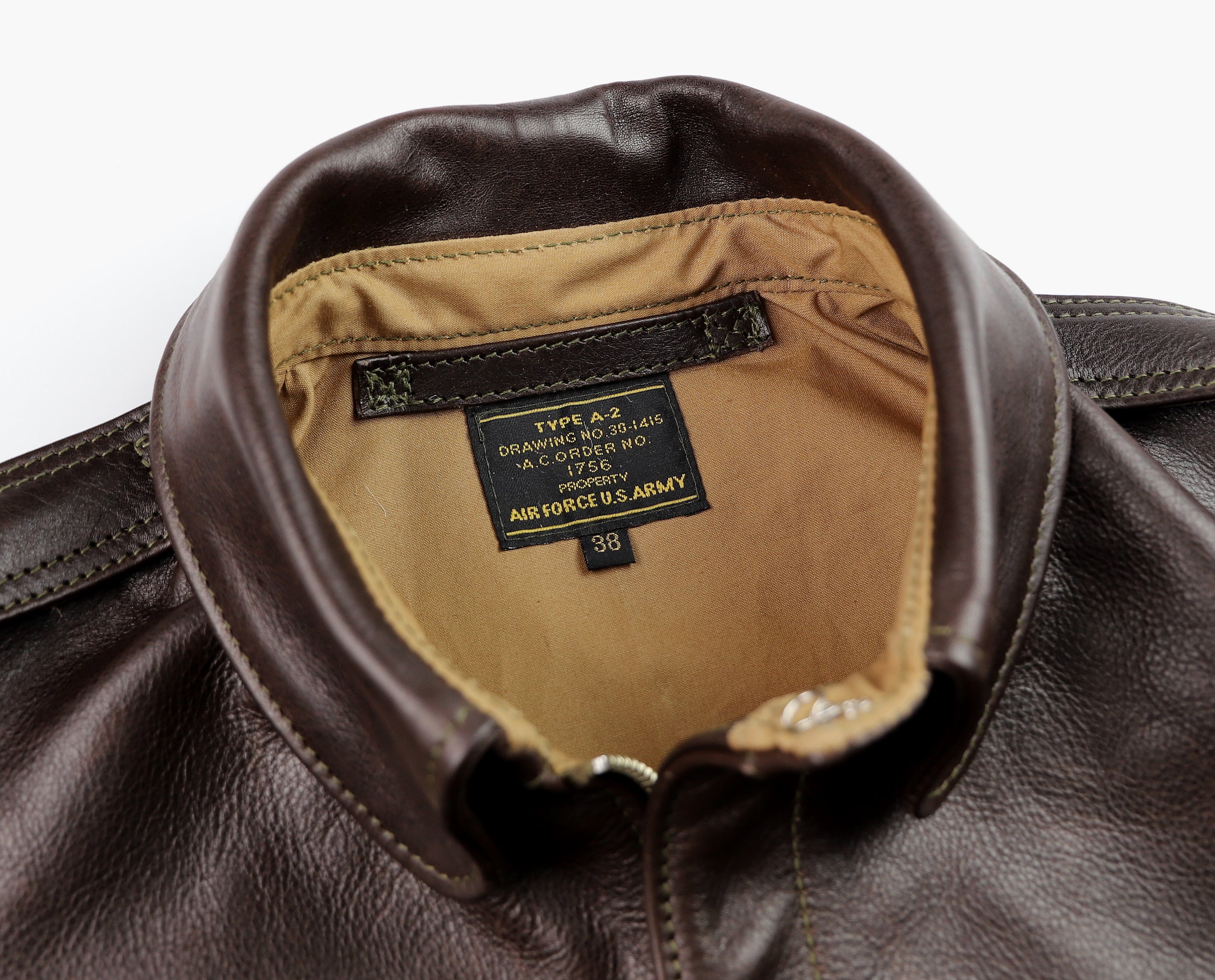 Aero A-2 Military Flight Jacket, size 38, Dark Seal Vicenza Horsehide
