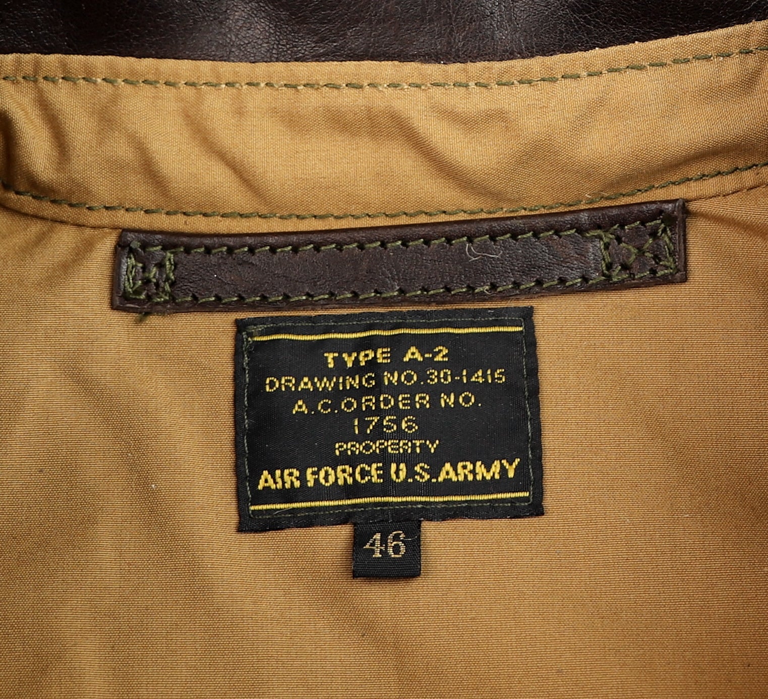 Aero A-2 Military Flight Jacket, size 46, Dark Seal Vicenza Horsehide