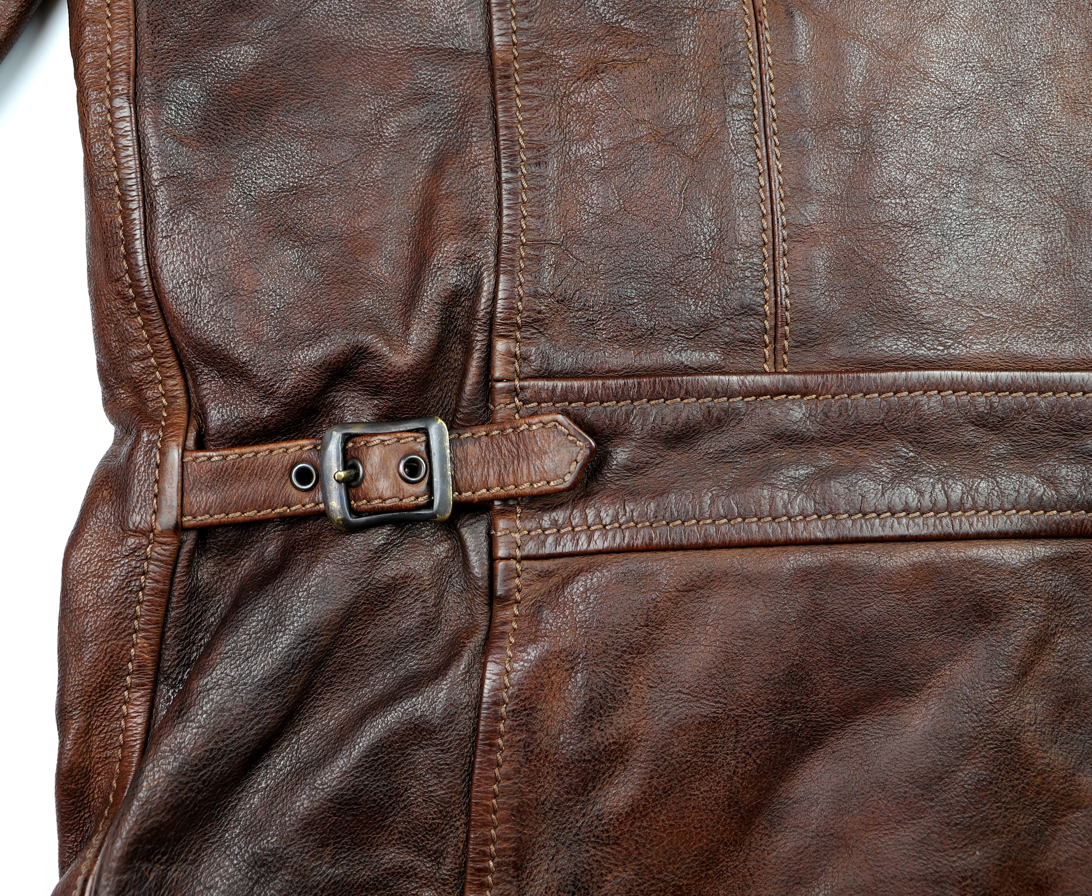 Thedi Aegean Half Belt, size XL, Hand-Dyed Cocoa Buffalo