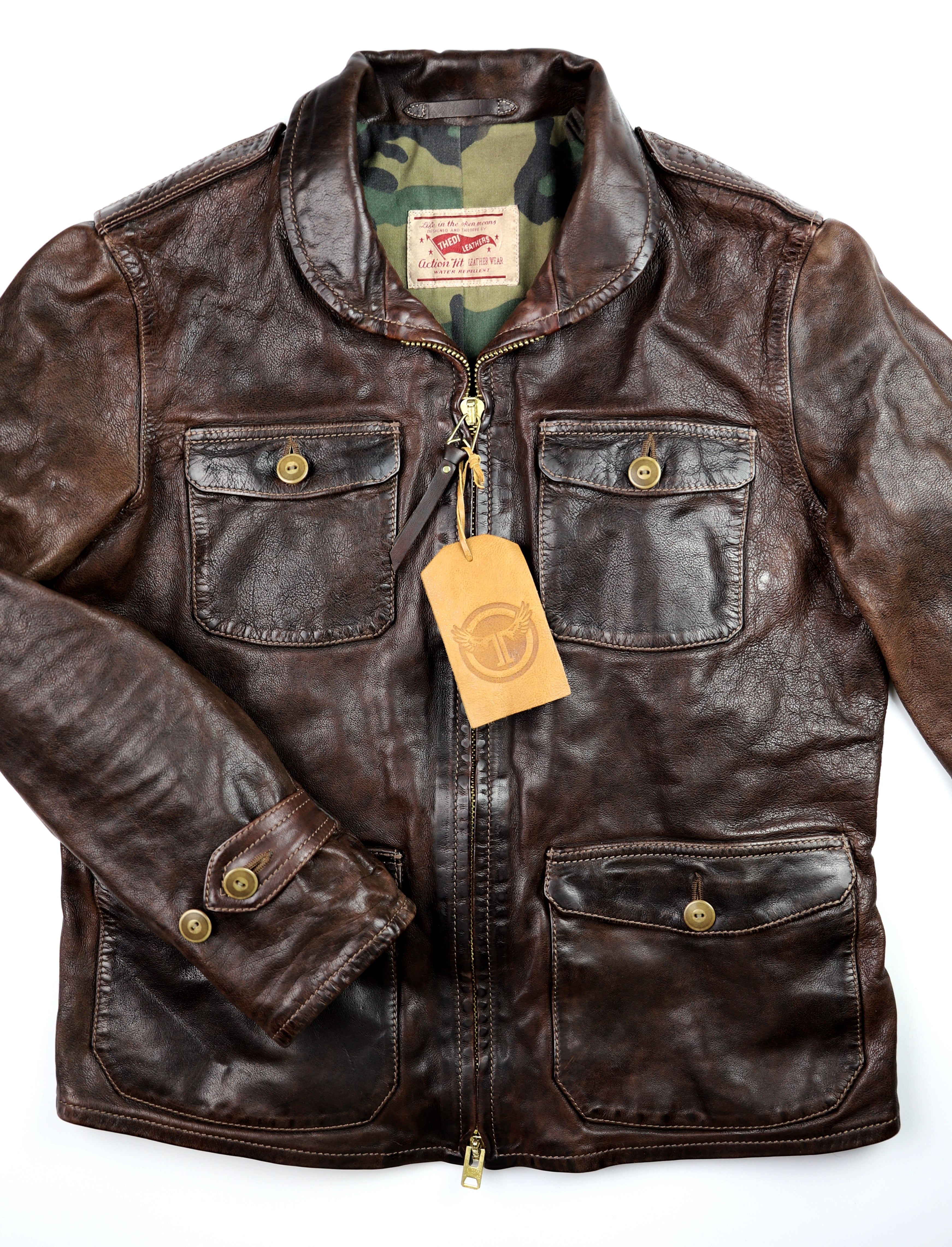 Thedi Atlas Deluxe Half Belt, size Large, Hand Dyed Cocoa Buffalo